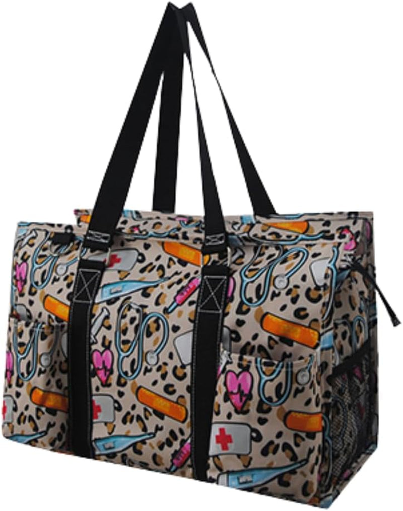 Utility Water Resistant Tote Bag, Top Zipper Closure, Perfect Gifts for Working Women, Nurses, Gym Bag