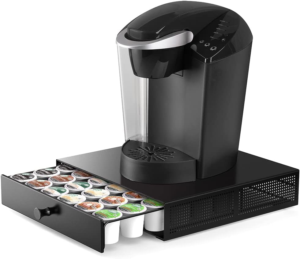 K Cup Organization Storage Drawer Maker K Cup Holder Coffee Pod Organizer Stand Tray Counter Rack Countertop Maker Stand Capsules Compatible with Keurig Accessories Holds 24 Pods