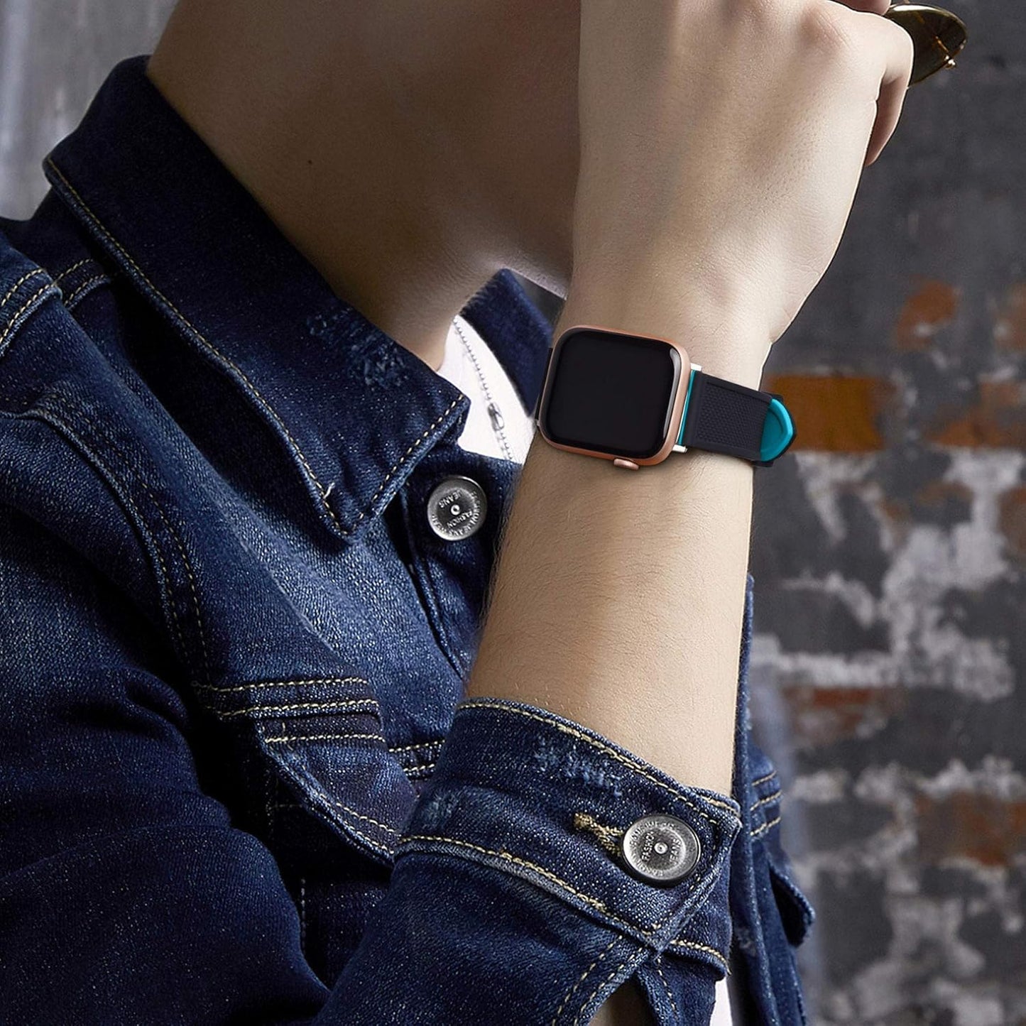 Compatible Sport Bands for Apple Watch Series 10 42Mm, 9/8/7 41Mm, SE2/SE/6/5/4 40Mm, 3/2/1 38Mm,Silicone Rubber Iwatch Band for Women Men, Black Top/Blue Bottom