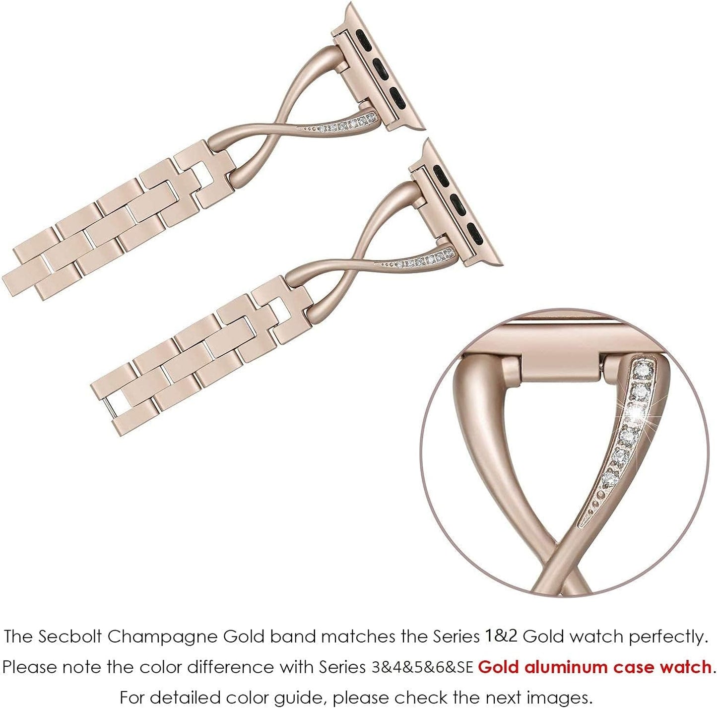 Bands Compatible with Apple Watch Band 38Mm 40Mm 41Mm 42Mm 44Mm 45Mm Iwatch SE Series 9/8/7/6/5/4/3/2/1 Women Dressy Jewelry Stainless Steel Accessories Wristband Strap