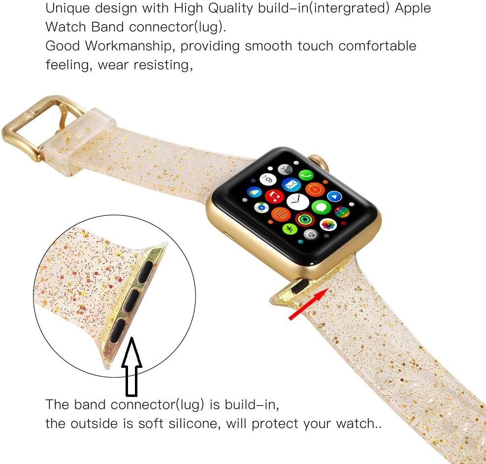 Compatible with Apple Watch Band, Women Transparent Clear Soft Cute Silicone Sports Iwatch Band Strap for Apple Watch Series 8/7/6/5/4/3/2/1/SE