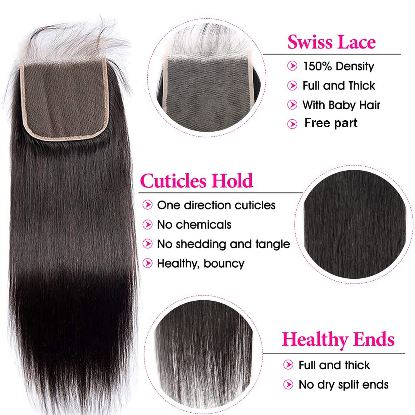 5X5 Hd Lace Closure Straight 5X5 Closure Human Hair 12A Real Transparent Lace Closure Virgin Remy Human Hair Frontal Closure Pre Plucked with Baby Hair Natural Black Color(10Inch)