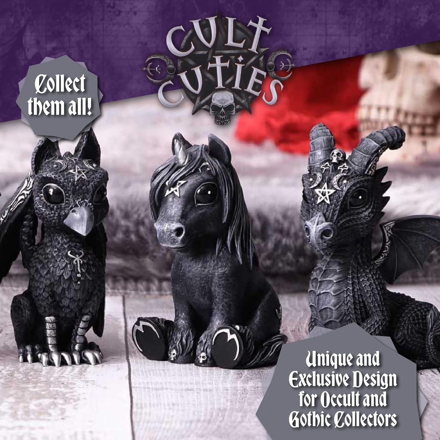 Cult Cuties Adorable Occult Figurines, Bewitching Evil Spirit Creatures, Hand-Painted, Resin - Ouroboros