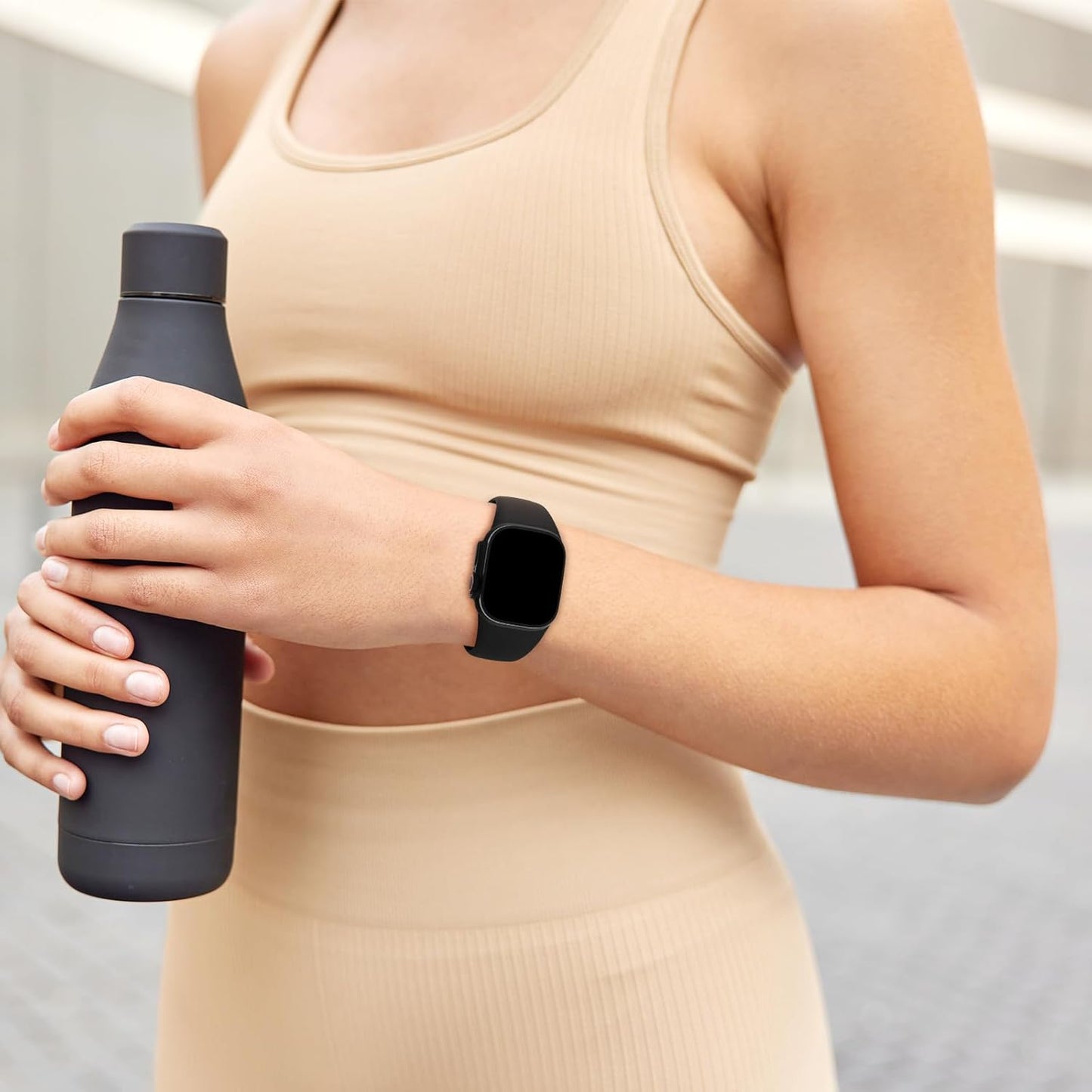Sport Bands Compatible with Apple Watch 38Mm 40Mm 41Mm 42Mm 44Mm 45Mm 49Mm, Soft Silicone Replacement Waterproof Strap Wristband for Iwatch Series Ultra 9/8/7/6/5/4/3/2/1 SE Women Men, Black