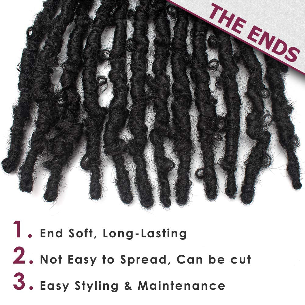6 Packs Butterfly Locs Crochet Hair 12 Inch Pre Looped Distressed Locs Crochet Braids (1B)