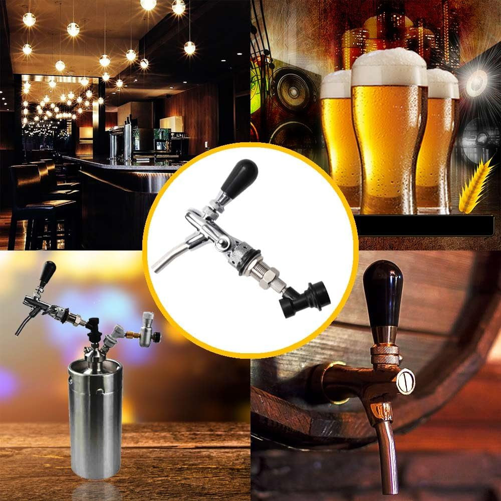 Beer Tap with Flow Control, Beer Draft Faucet Adurable, with Black Handle Lever & Liquid Ball Lock Post for Keg Home Bar