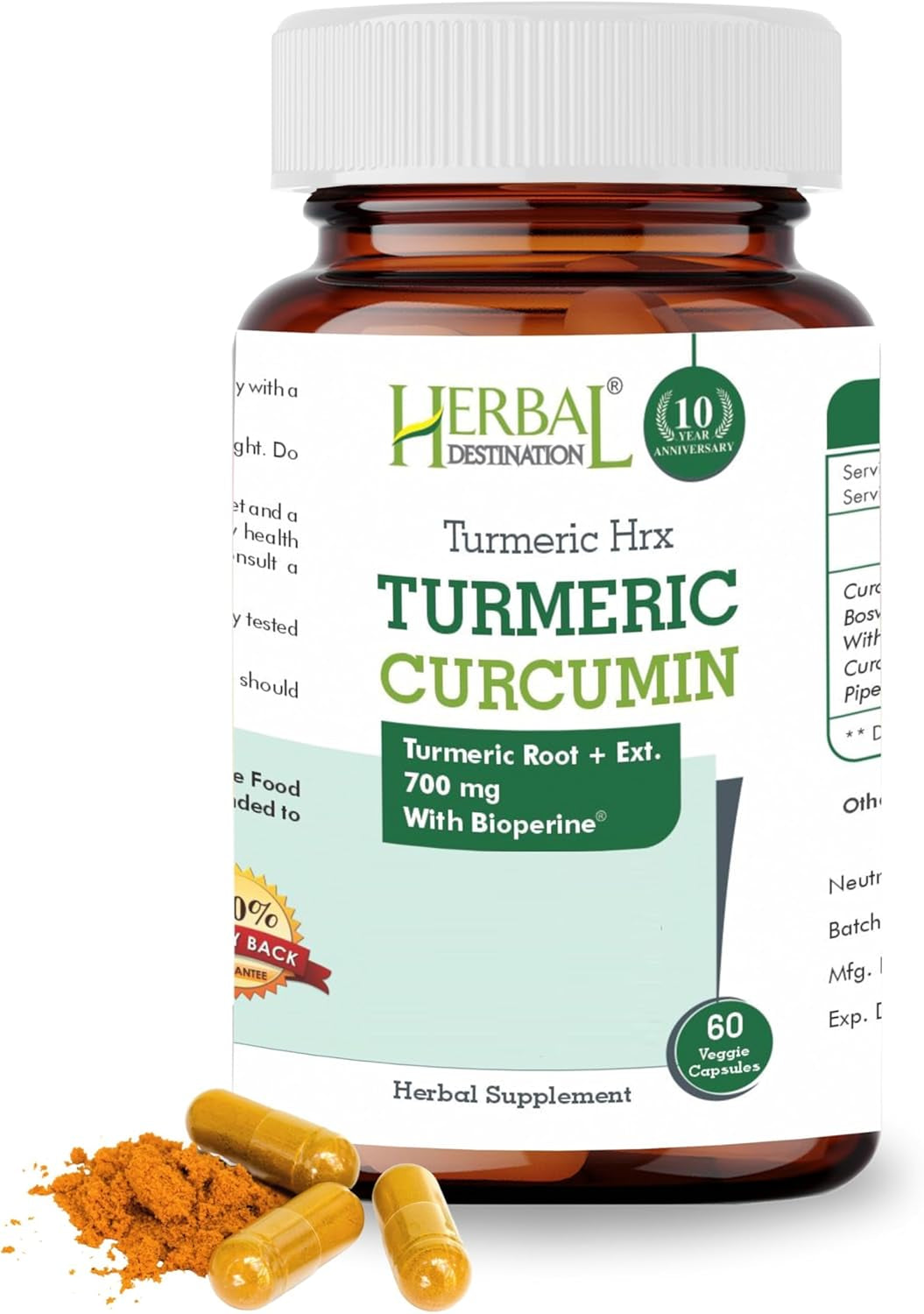 Turmeric Supplement Hrx- Immune Supplement, Metabolism Booster Joint Support Supplement with Turmeric Curcumin, Boswellia, Curcuma & Black Pepper Extract - 60 Capsules TLBH