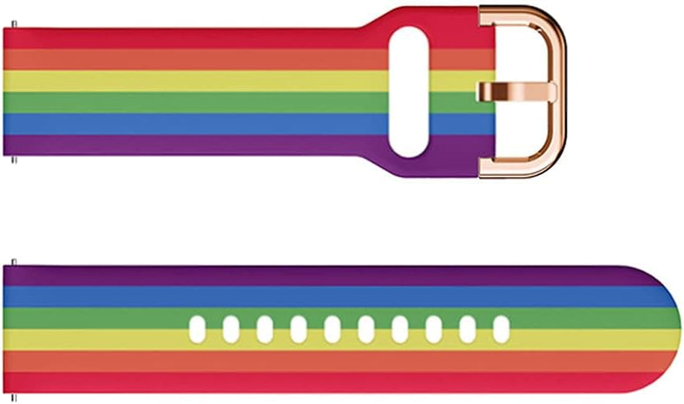 Compatible for Samsung Galaxy Watch 7 FE 6 5 4 Bands,Women Men Soft Silicone Pattern Printed Sport Replacement Strap Wristband for Galaxy Watch 6 Classic/5 Pro/4 Classic/Watch 3 41Mm (Rainbow)