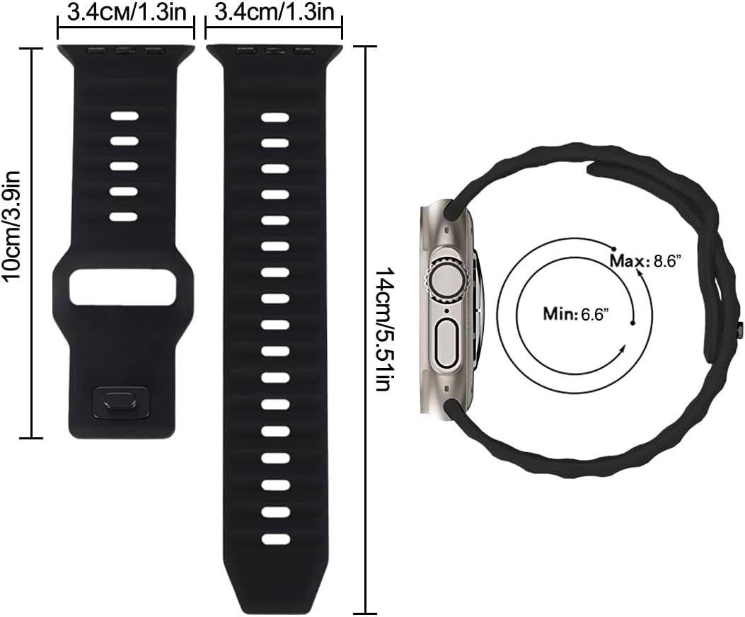 Sport Band Compatible with Apple Watch 38Mm 40Mm 41Mm 42Mm 44Mm 45Mm 49Mm Waterproof Silicone Strap Suitable for Men and Women Multi Color Available