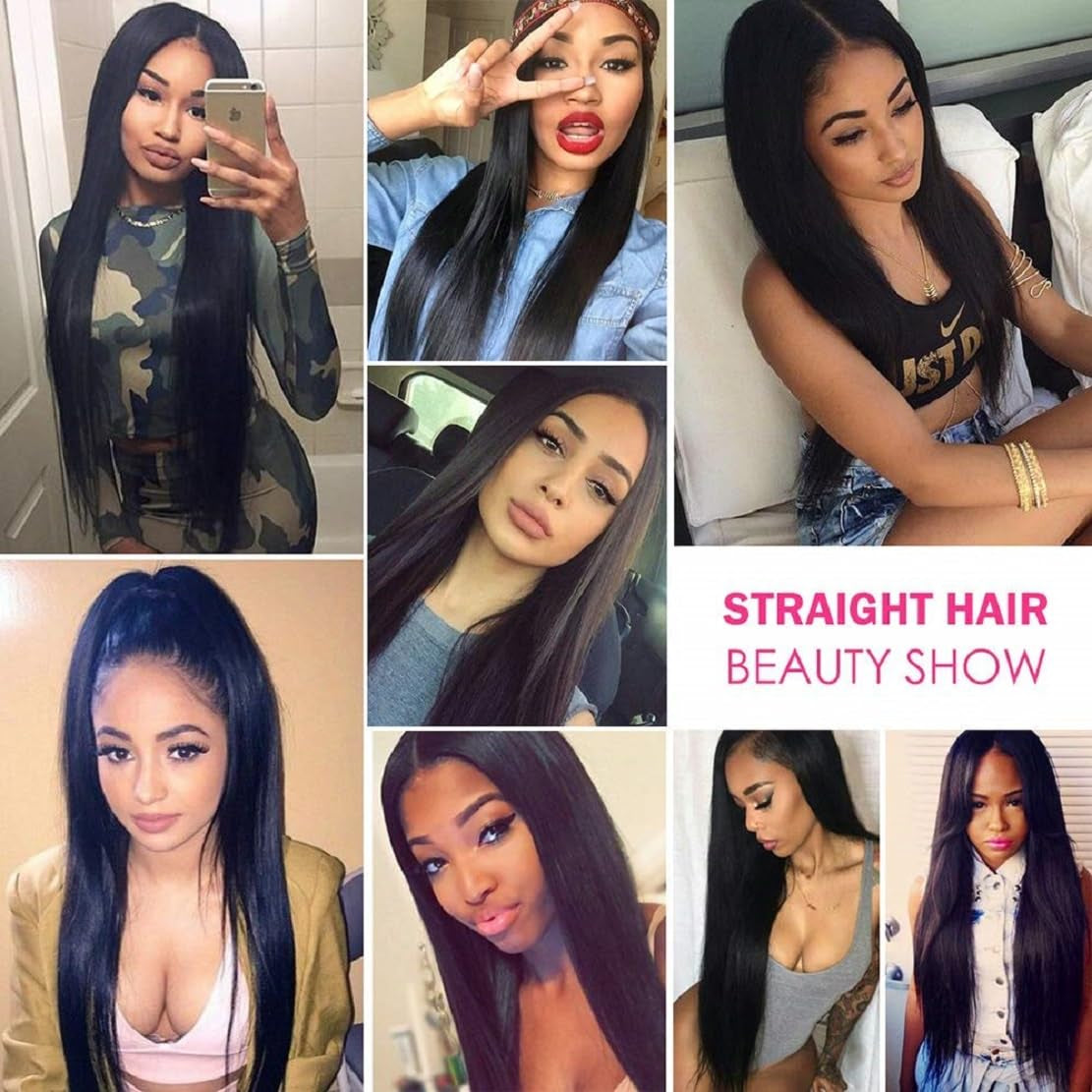 13X4 Lace Frontal Closure Human Hair 10 Inch Brazilian Straight Frontal HD Lace Closure 100% Virgin Human Hair Ear to Ear Lace Frontal Pre Plucked Natural Black
