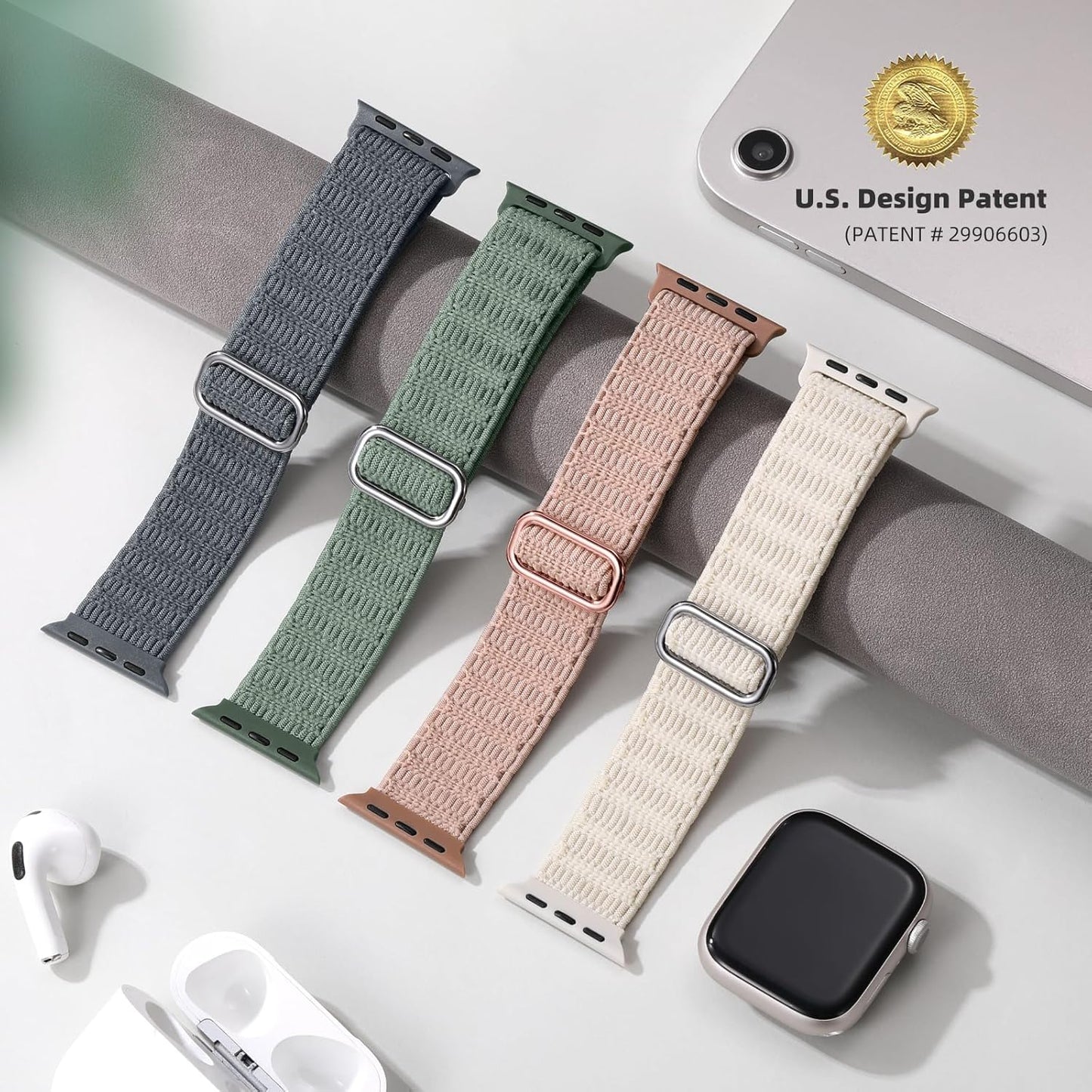 Braided Solo Loop Compatible with Apple Watch Bands 40Mm 41Mm 38Mm 42Mm 44Mm 45Mm 49Mm for Women Men, Stretchy Soft Nylon Adjustable Sport Strap for Iwatch Bands Series 9 8 7 6 5 4 3 SE Ultra 2