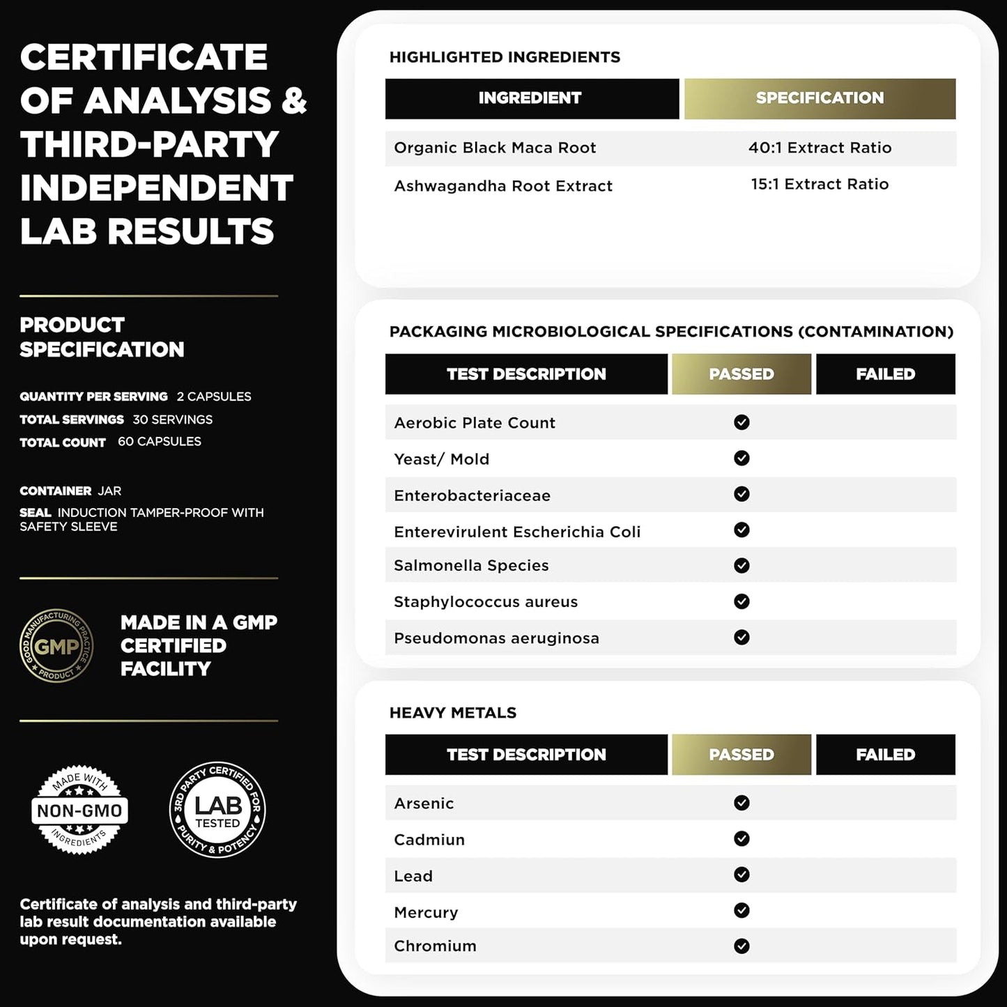 40,000Mg 40X Strength Organic Black Maca Root + Ashwagandha - #1 Highest Potency Black Maca Root Capsules for Men Supplement 100% Pure Maca Peruana 40:1 Extract Maca Powder Pills Male Booster TLBH