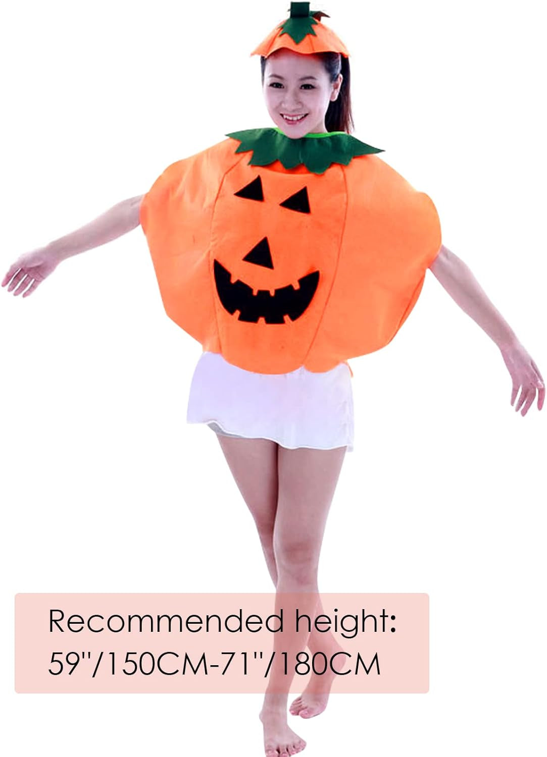 Unisex Adult Halloween Party Orange Pumpkin Cosplay Costume Party Clothes with a Hat