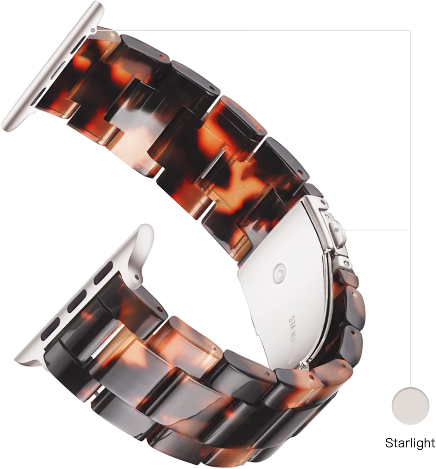 Light Apple Watch Band-Fashion Resin Iwatch Bands Bracelet Compatible with Stainless Steel Buckle for Apple Watch Ultra 2 1 Series 9 Series 8 7 Series 6 Series SE Series 5 Series 4 Series 3 Series 2 1