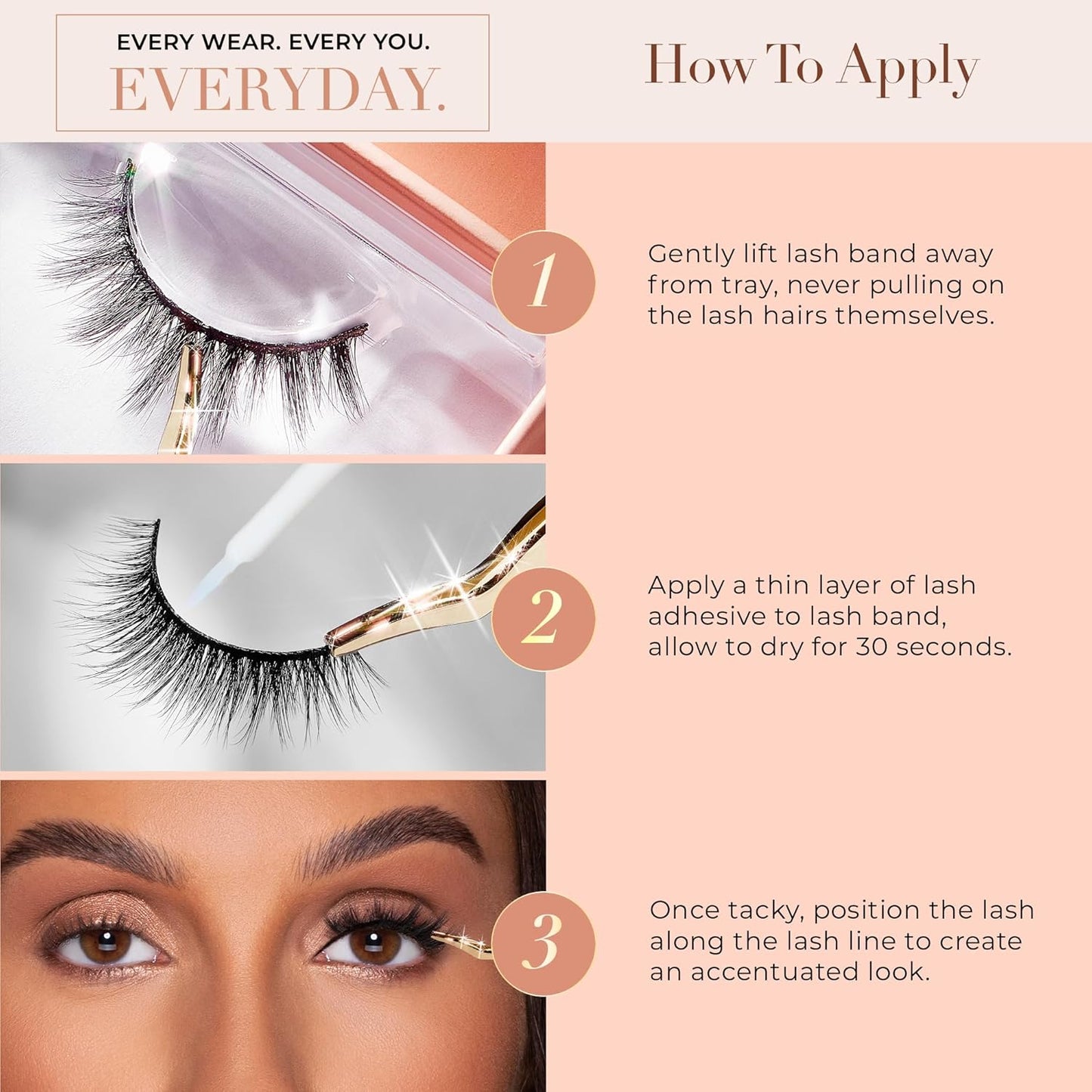 Naturale Faux Mink False Eyelashes, 13Mm, Reusable, Cat Eye, Wispy Lashes, Black, Pair