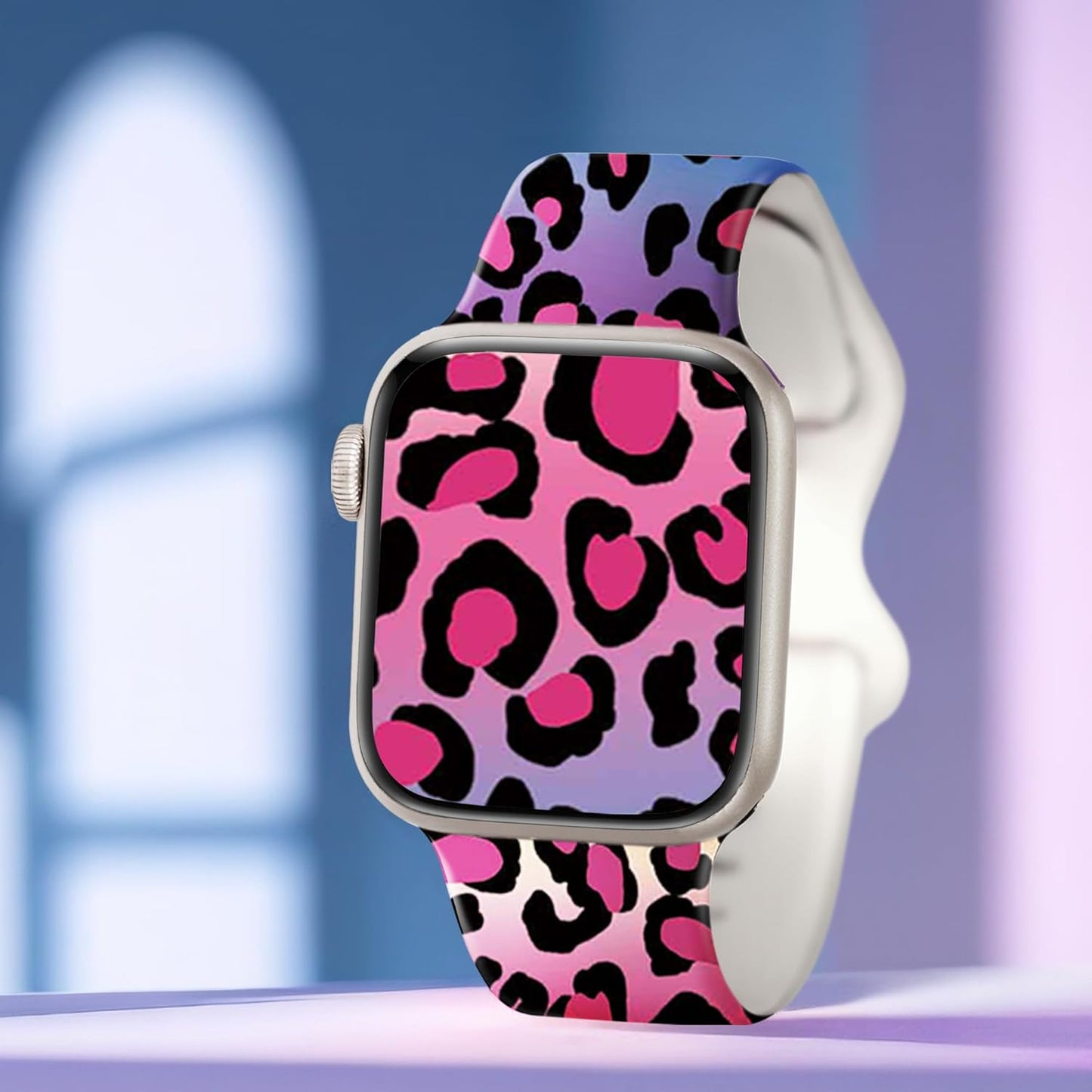 Compatible with Apple Watch Bands for Women Men 44Mm 45Mm 49Mm 42Mm, Leopard Printed Bands Silicone Iwatch Bands for Apple Watch Series 9 SE 8 7 6 5 4 3 2 1 Ultra 2 1 Band (Gradient Leopard)