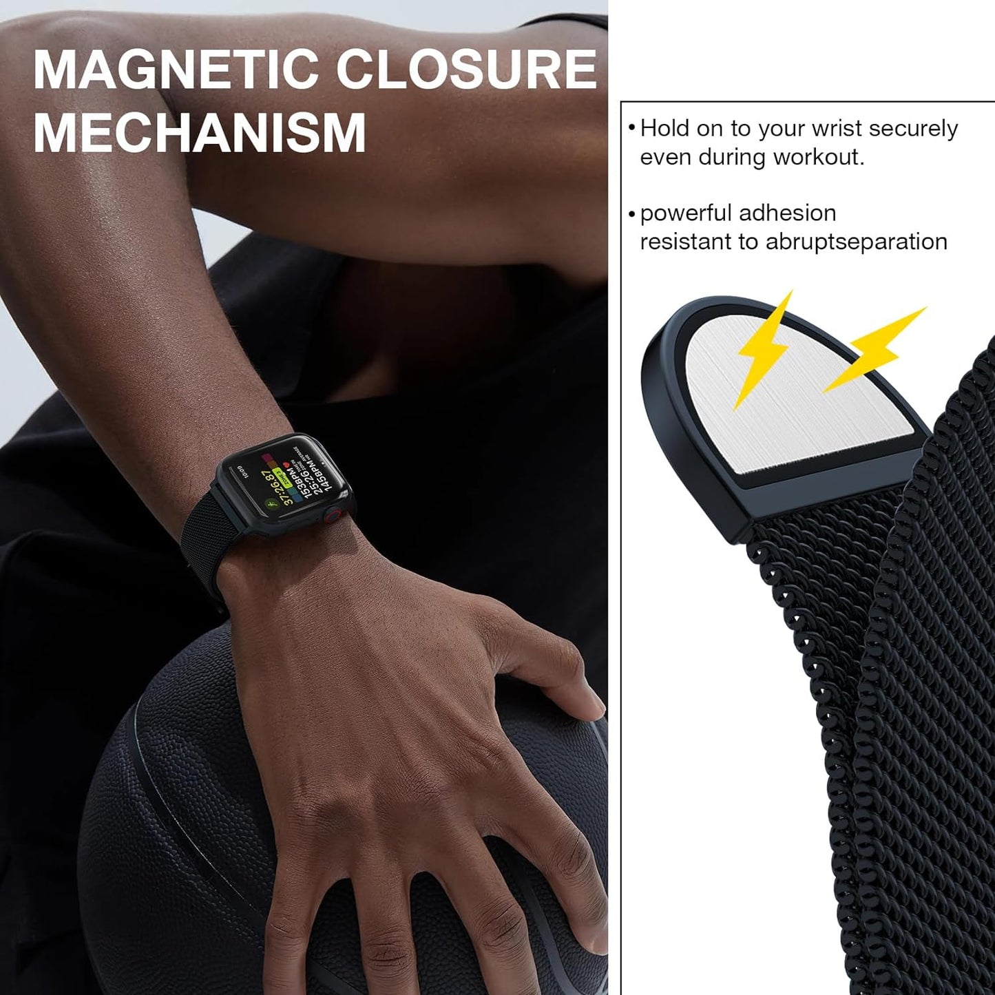 Stainless Steel Milanese Loop Compatible with Apple Watch Band 46Mm 42Mm 44Mm 45Mm 49Mm 38Mm 40Mm 41Mm Men and Women, Mesh Loop Magnetic Clasp Replacement for Iwatch Bands Ultra Series 10 9 8 7 SE 6 5 4 3 2 1