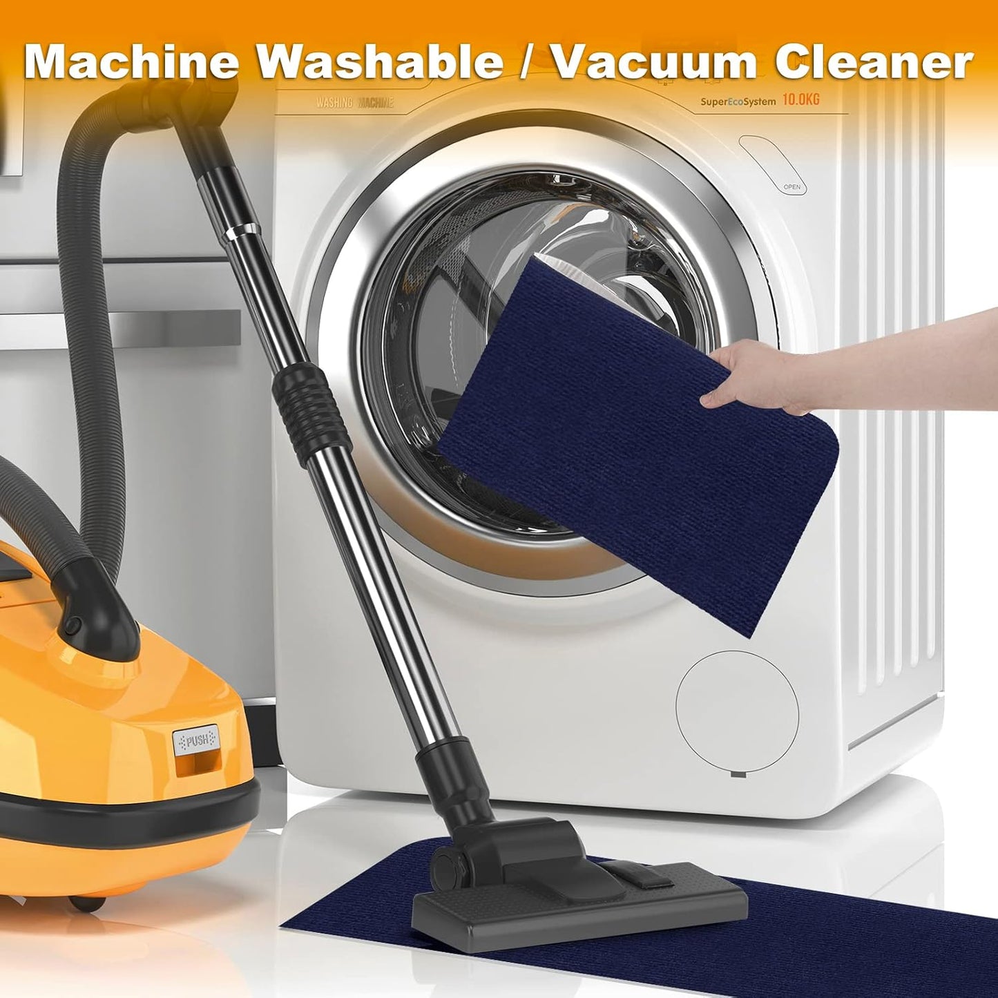 8X30In 15PCS Non-Slip Stair Treads Carpet, Self-Adhesive Stair Treads for Wooden Steps, Indoor Safety Staircase Step Treads, anti Slip Stair Runner Mats for Elders, Kids and Dogs (Navy Blue)