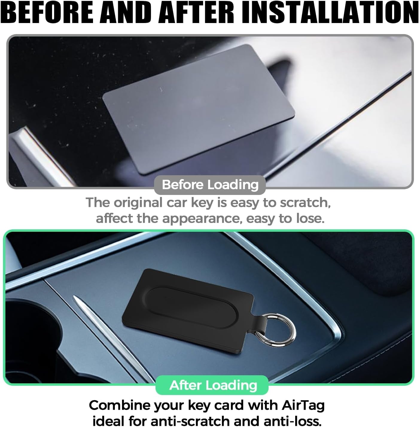 2 Pack Card Holder Case for Airtag & Tesla Key Card Compatible with Tesla Model 3 Y S X Key Cards Accessories Soft Silicone Protective Case Cover Scratch-Resistant Easy to Install (1 Black)
