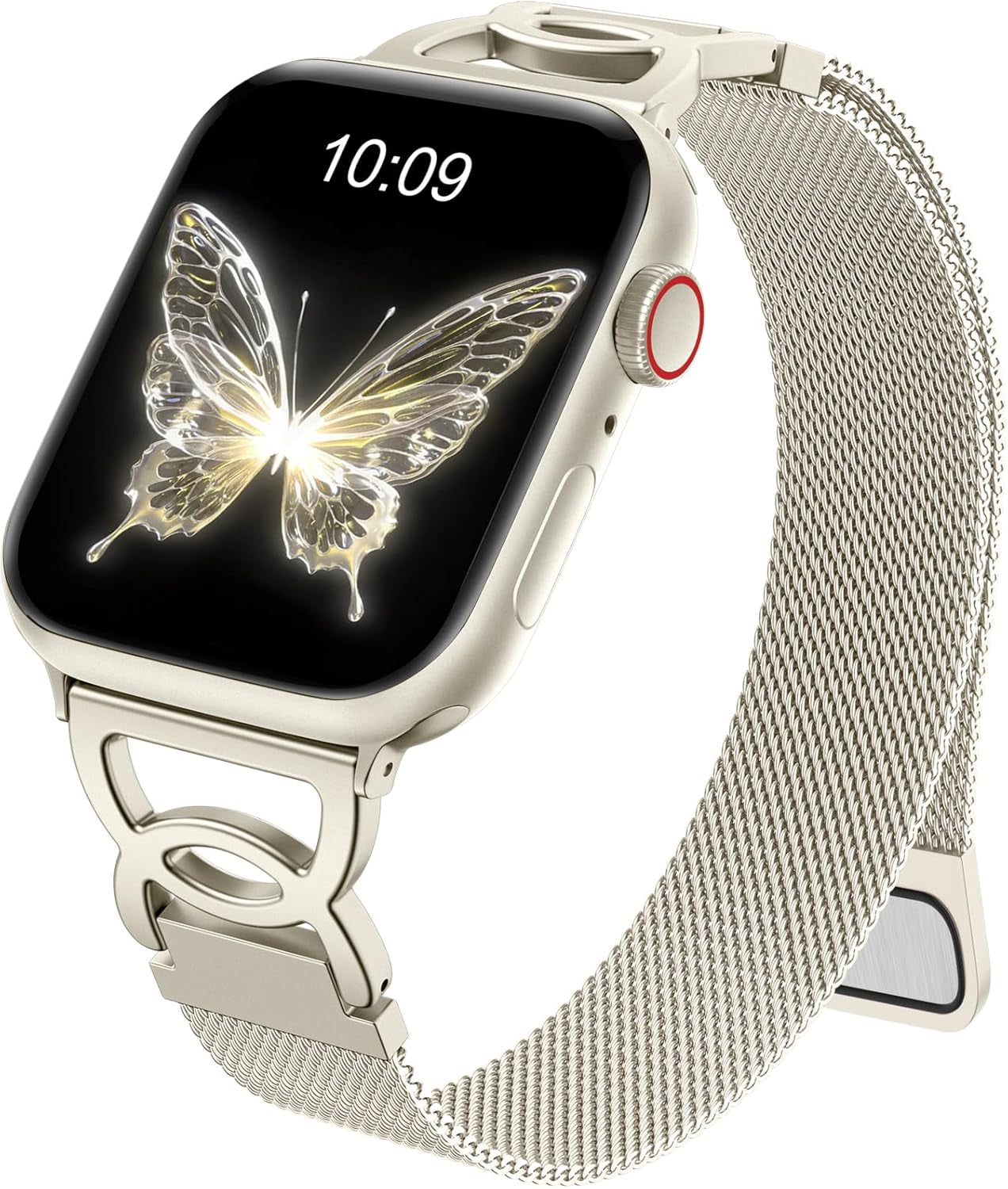 Slim Milanese Loop Compatible with Apple Watch Band 40Mm 41Mm 38Mm 42Mm 44Mm 45Mm 46Mm 49Mm Women, Thin Stainless Steel Mesh Loop Magnetic Wristbands for Iwatch SE Series 10 9 8 7 6 5 4 3 2 1