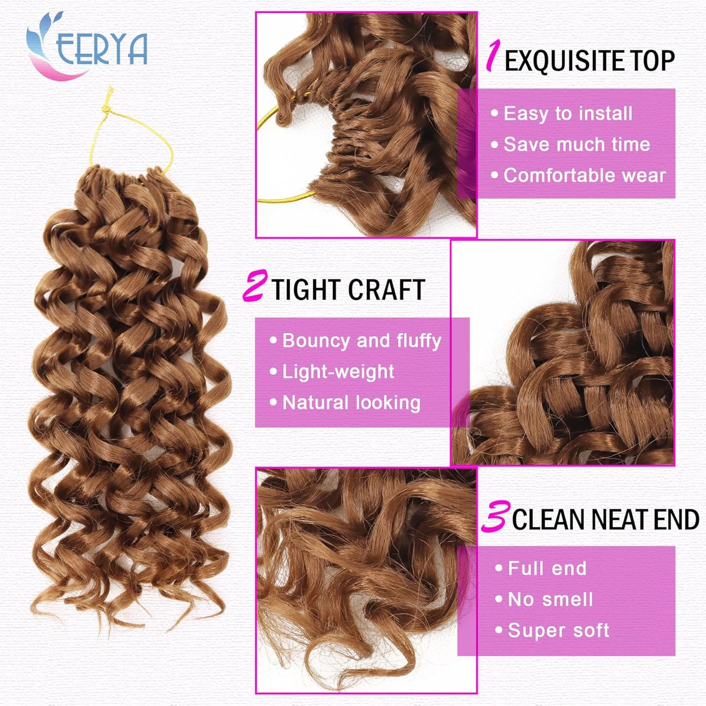 7 Packs Gogo Curl Crochet Hair 10 Inch Short Curly Crochet Hair for Women Water Wave Beach Curl Deep Twist Crochet Braids Synthetic Braiding Hair Extensions(10 Inch, #30)