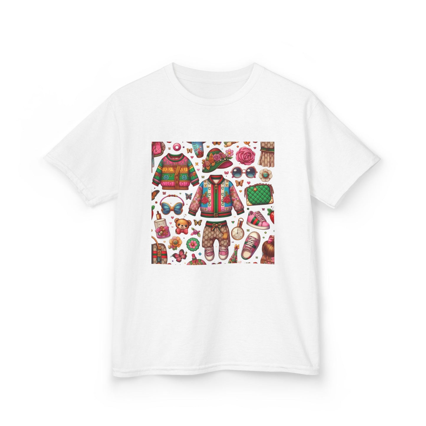 Whimsical Gucci-Inspired Kids' Tee with Fun Patterns for Playful Days