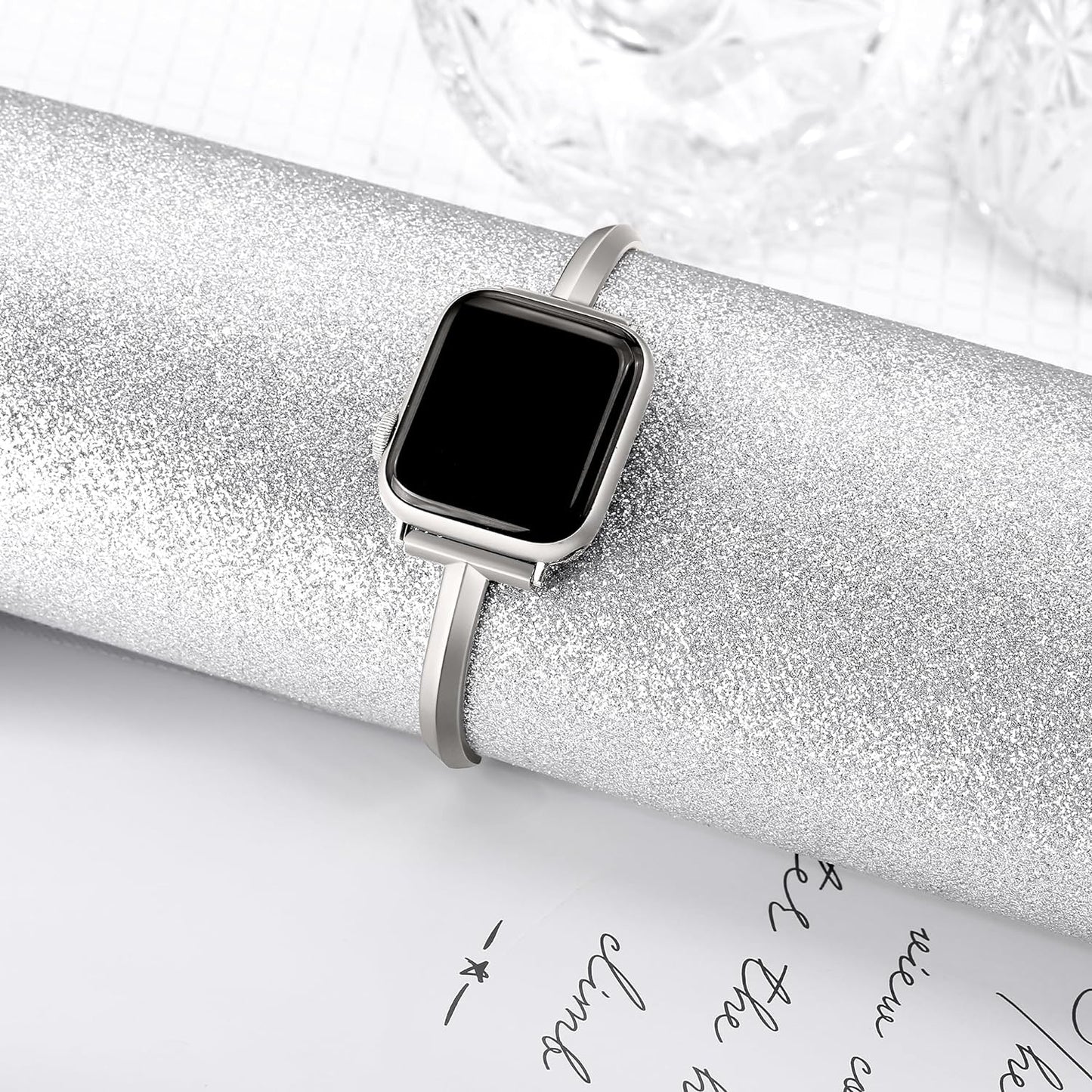 Stainless Steel Band Compatible with Apple Watch Band 38Mm 40Mm 41Mm 42Mm 44Mm 45Mm Iwatch SE Series 9 8 7 6 5 4 3 2 1, Slim Versatile Bangle Bracelet for Women
