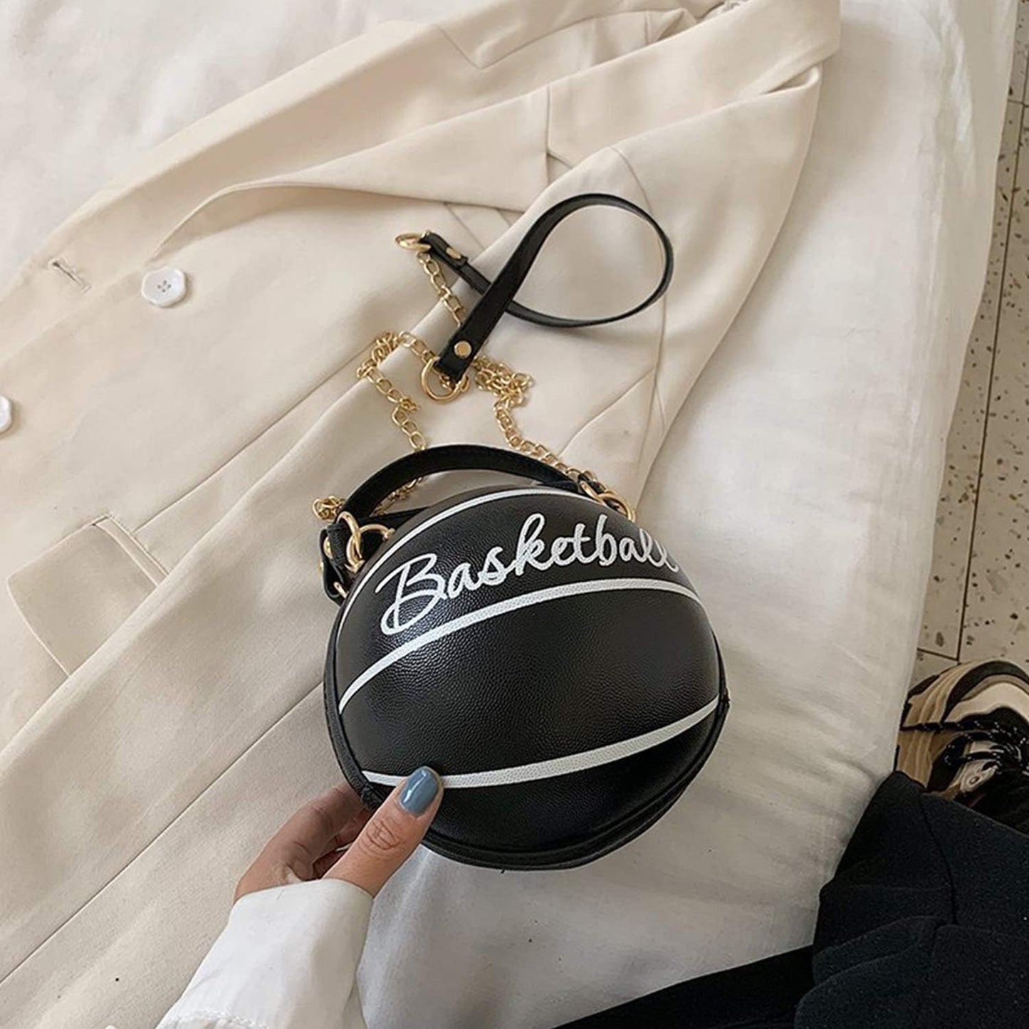 Basketball Purse for Women Novelty Crossbody Purses Small Cute Tote Bag PU Leather round Handbags