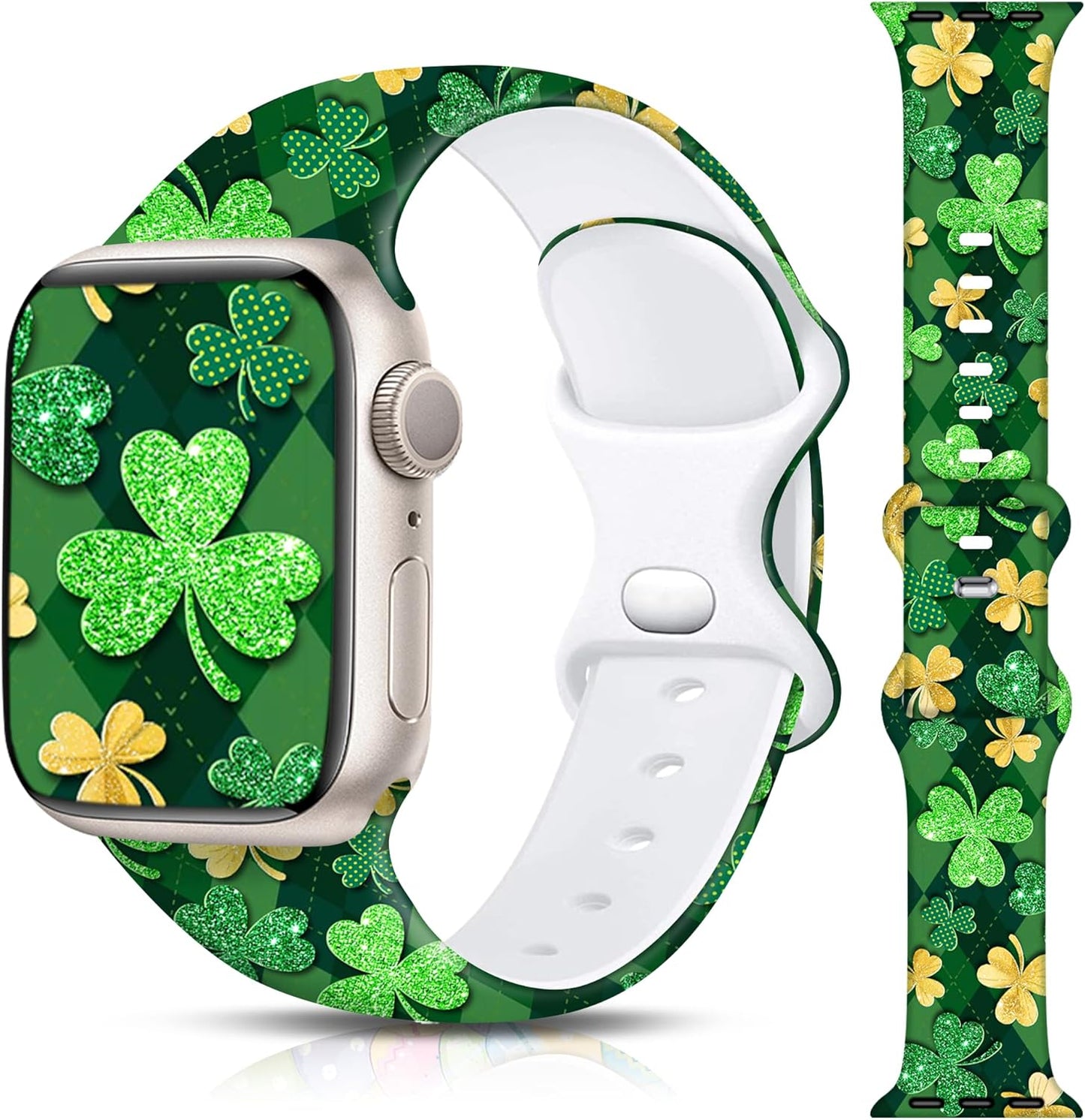 Easter Apple Watch Bands for Women Men 41Mm 42Mm 44Mm 45Mm 46Mm 49Mm 38Mm 40Mm,Soft Silicone Holiday Strap Easter Apple Watch Band for Apple Watch Series 10 9 SE 8 7 6 5 4 3 2 1 Ultra 2 1-Easter Rabbits & Eggs