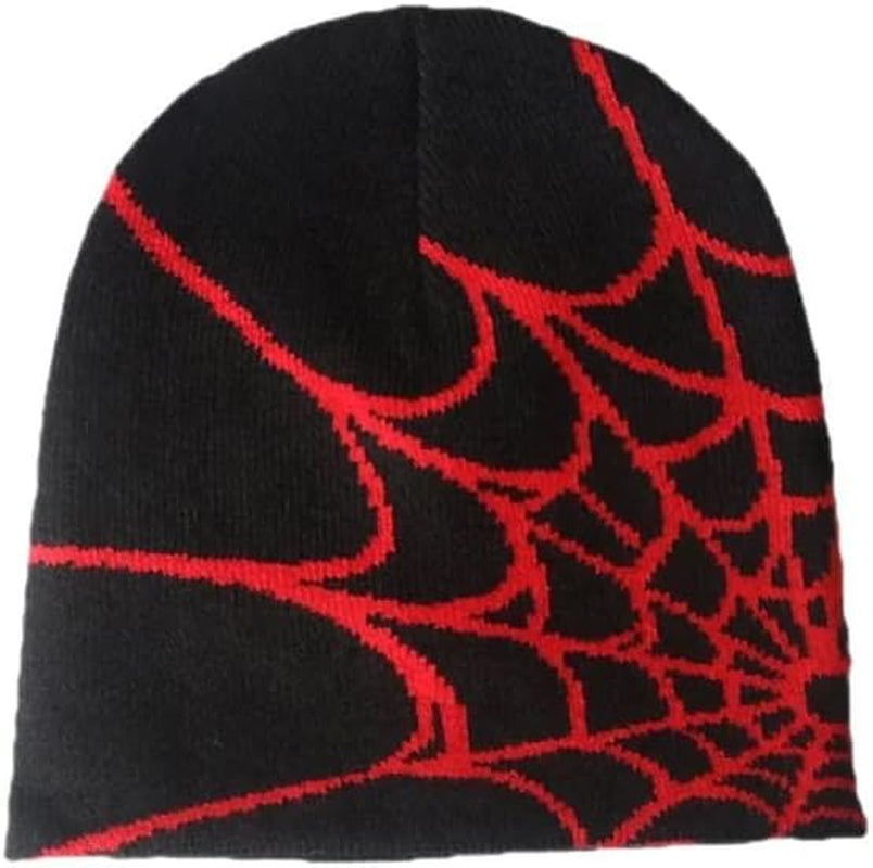 Y2K Gothic Spider Pattern Wool Acrylic Knitted Hat Women Beanie Winter Warm Beanies Men Casual Skullies Outdoor