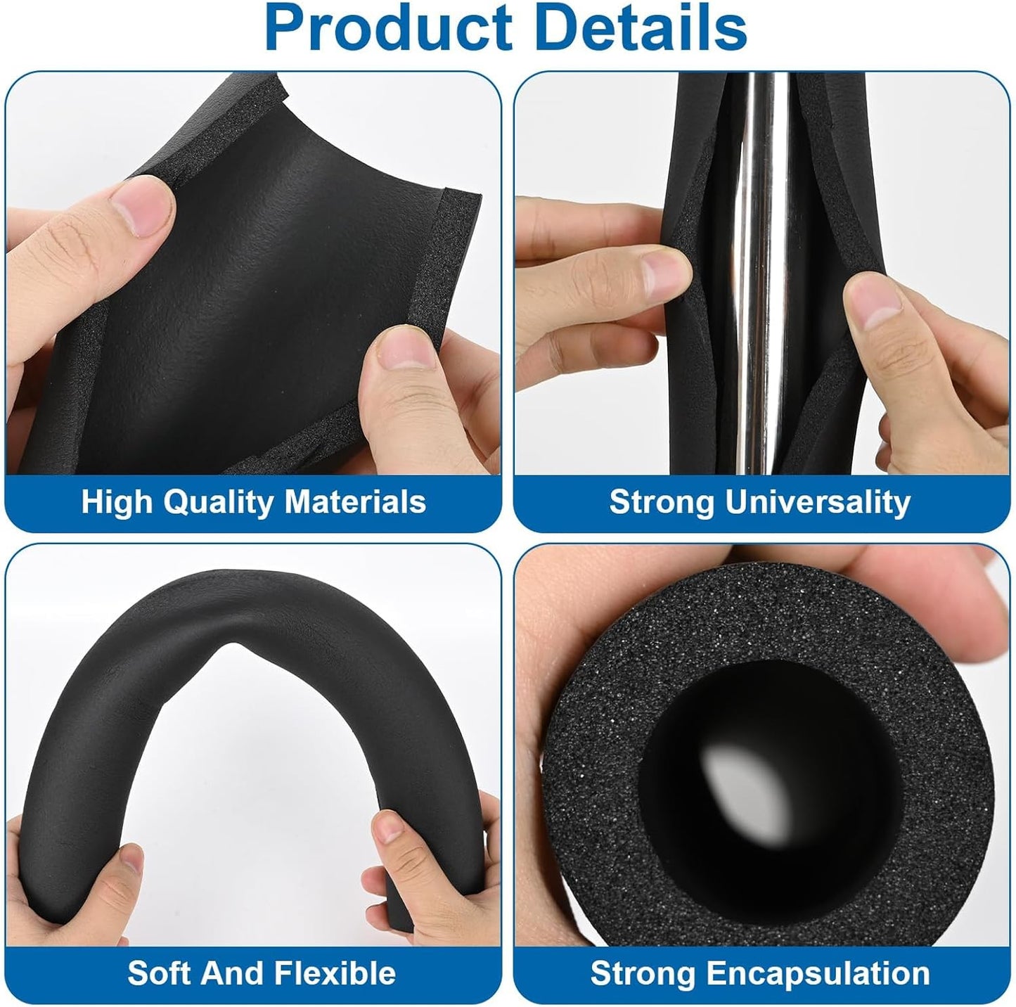 5 Pack Pipe Insulating Foam Tube 1.25 Inch by 6 Ft Foam Tubing Water Pipe Covers with PVC Tape High Density Freeze Protection Rubber Pipe Wrap - Soft and Bendable - Preventing Pipes from Freezing