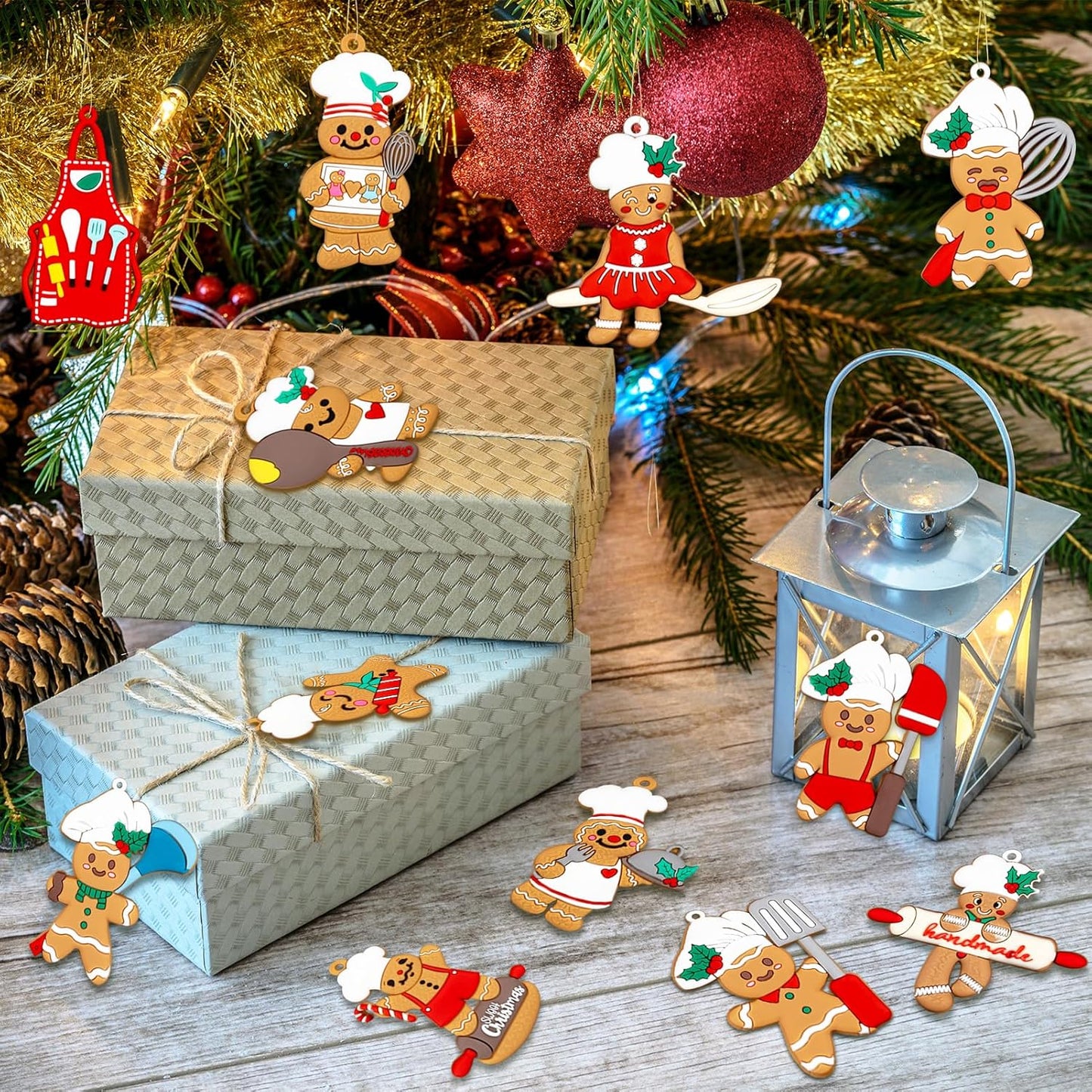 12Pcs Gingerbread Christmas Decoration for Tree - Cooking Gingerbread Man Ornaments Christmas Hanging Decor for Christmas Tree Home Kitchen Decor Party Supplies