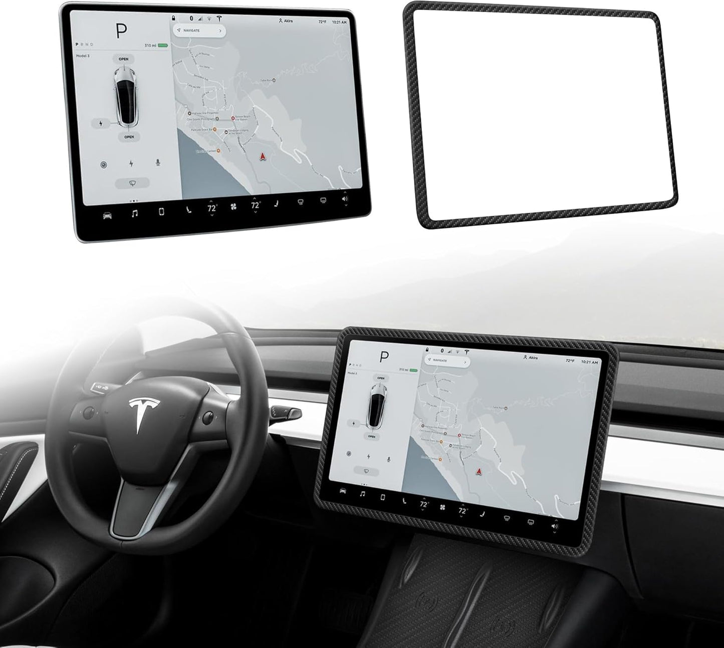 Screen Edge Protector Frame Compatible with Tesla Model 3/Y Interior Accessories 2017-2024 Silicone Center Console Bumper Decor Protection Skin Friendly Bordeaux Red