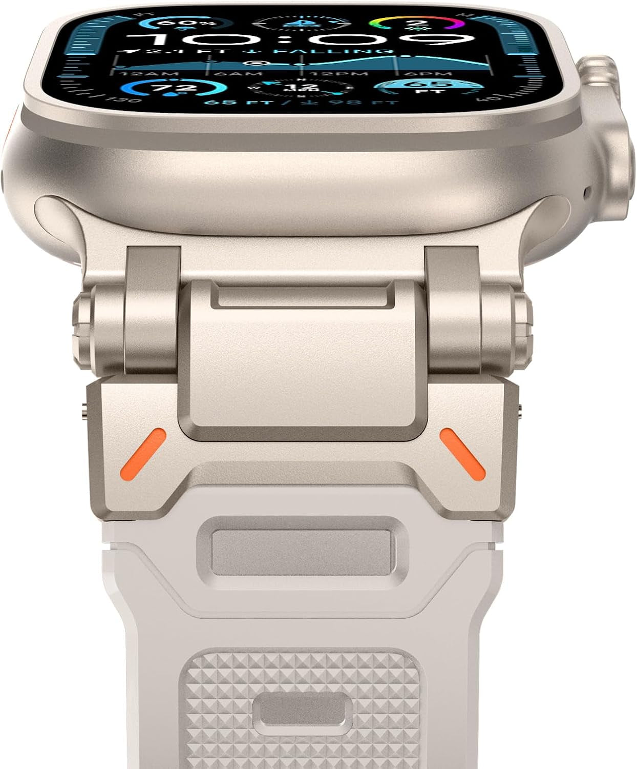 Designed for Apple Watch Band Apple Watch Ultra 2/Ultra 49Mm for Men, Silicone Rubber Bands with Metal Connector for Apple Watch Series 10 46Mm, 9/8/7 45Mm, SE2/SE 6/5/4 44Mm, 3/2/1 42Mm