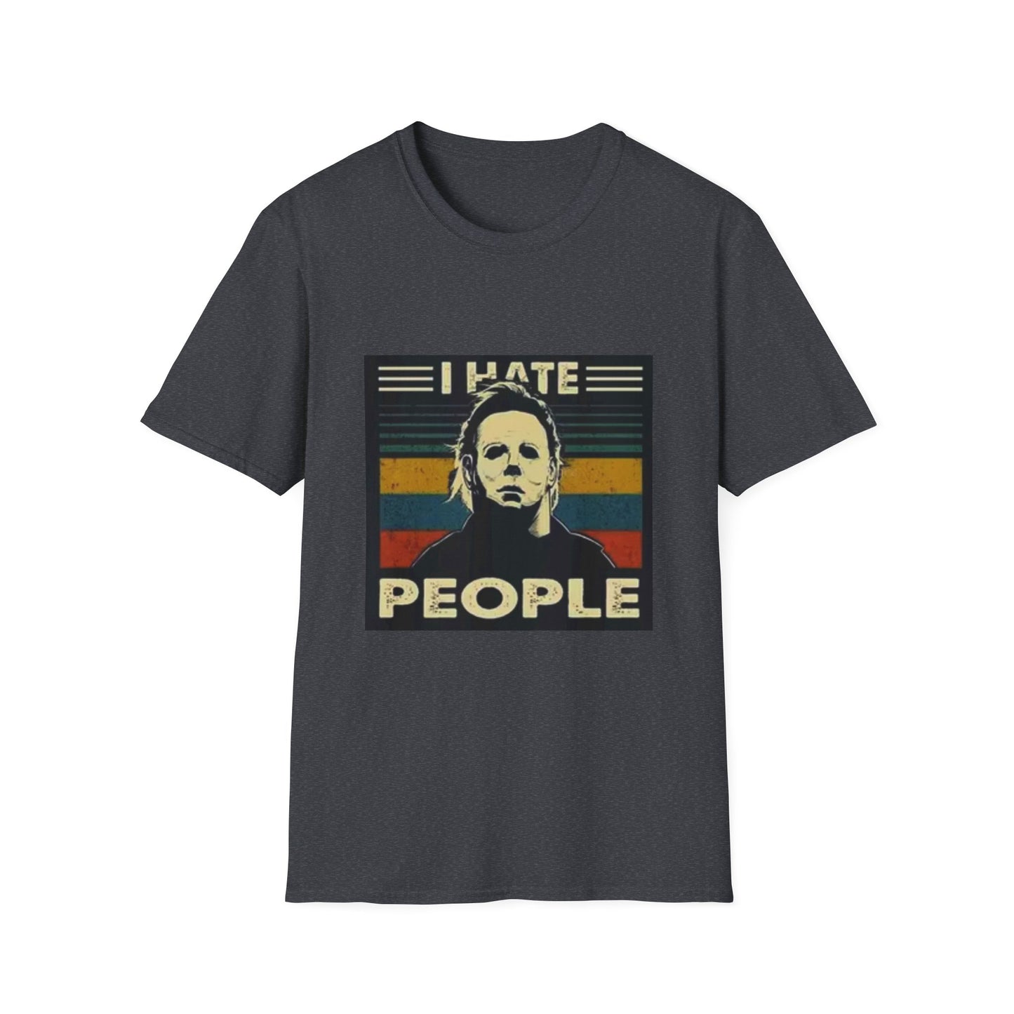 Tees Michael Myers I Hate People Vintage Print Short-Sleeved Tee Men'S Black T Shirt Unisex Softstyle T-Shirt