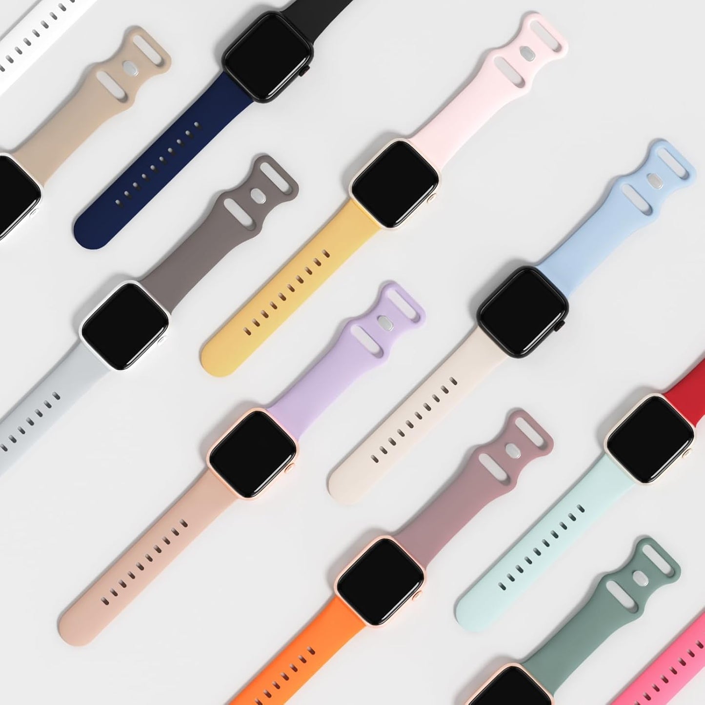 Sport Band Compatible with Apple Watch Bands 38Mm 40Mm 41Mm 42Mm 44Mm 45Mm 46Mm 49Mm, Soft Silicone Waterproof Strap Wristband for Iwatch Ultra Series 10 9 8 SE 7 6 5 4 3 2 1 Women Men