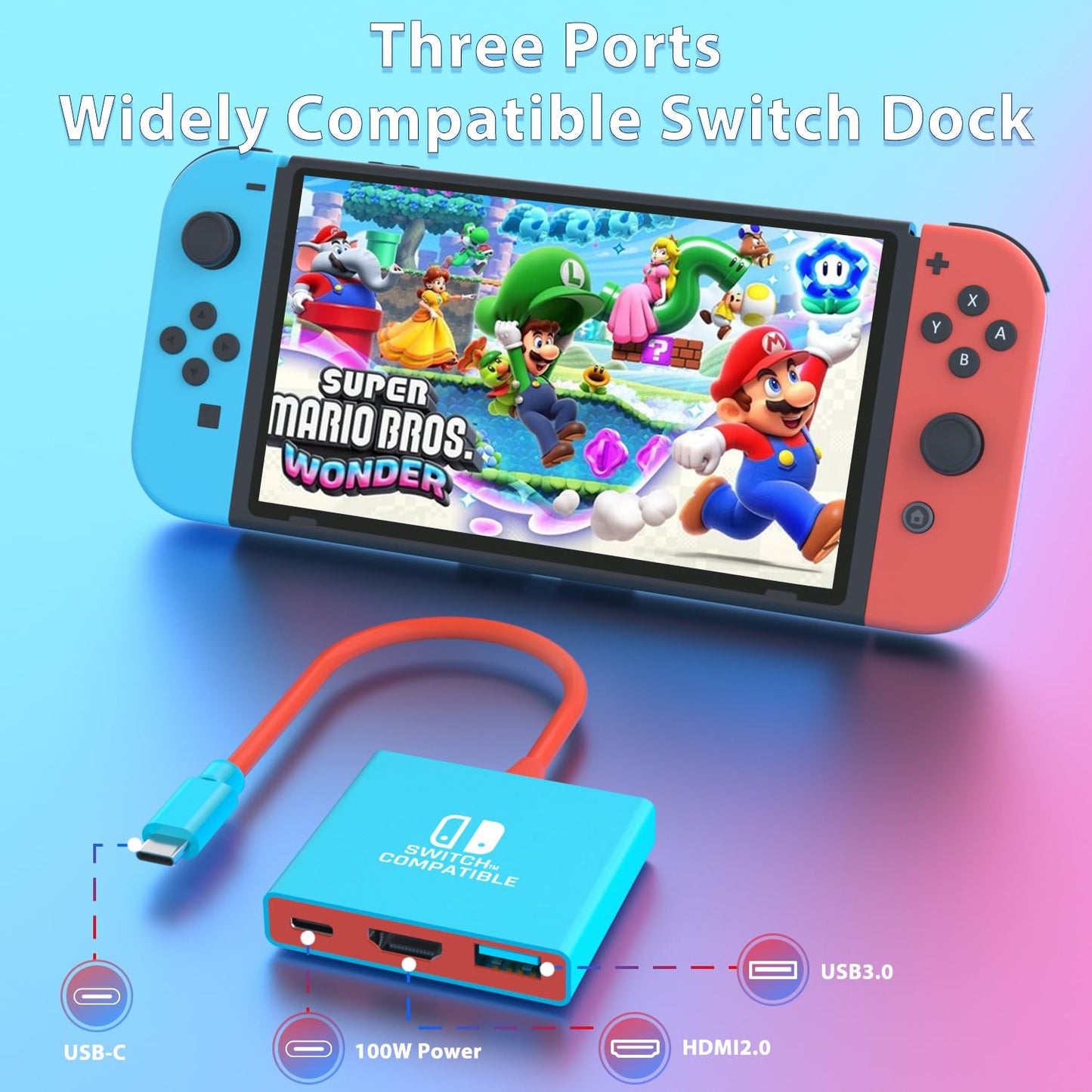 Switch Dock for Nintendo Switch Docking Station, Portable Switch TV Adapter Support 4K/60HZ Switch TV Dock Mode Compatible Steam Deck/Nintendo Switch OLED, Switch Travel Dock with HDMI2.0 USB3.0 Port