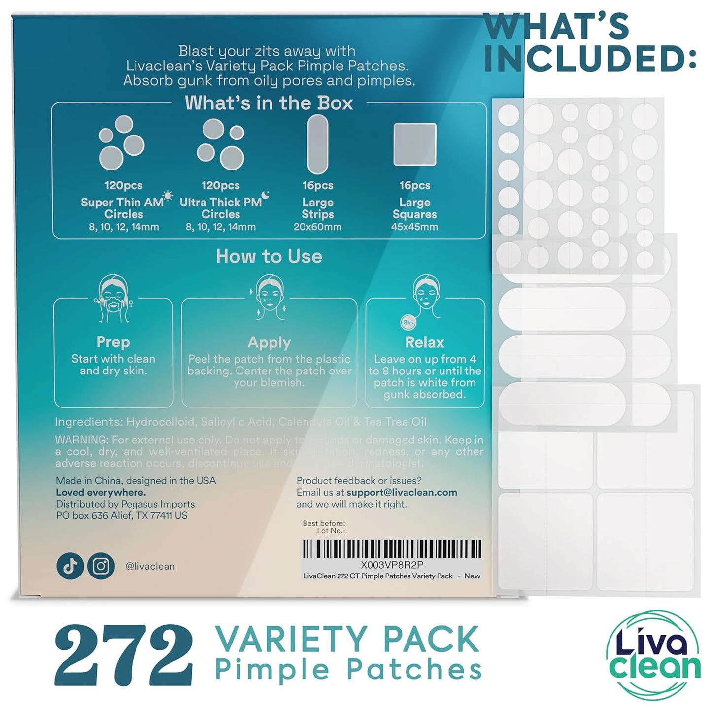 272 CT Pimple Patches Variety Pack W/Tea Tree Oil, Salicylic Acid & Calendula Oil - Pimple Patches Large, Large Acne Dressing for Face Acne Patch XL, Hydrocolloid Patch