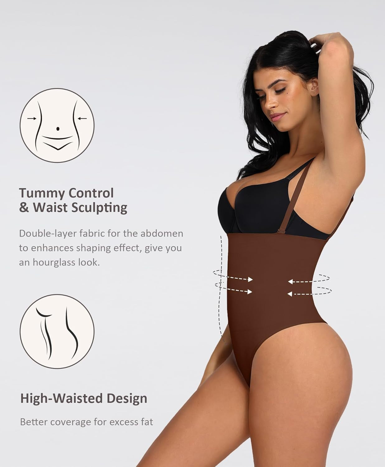 Thong Shapewear for Women Tummy Control Seamless Body Shaper High Waisted Panties Slimming Underwear