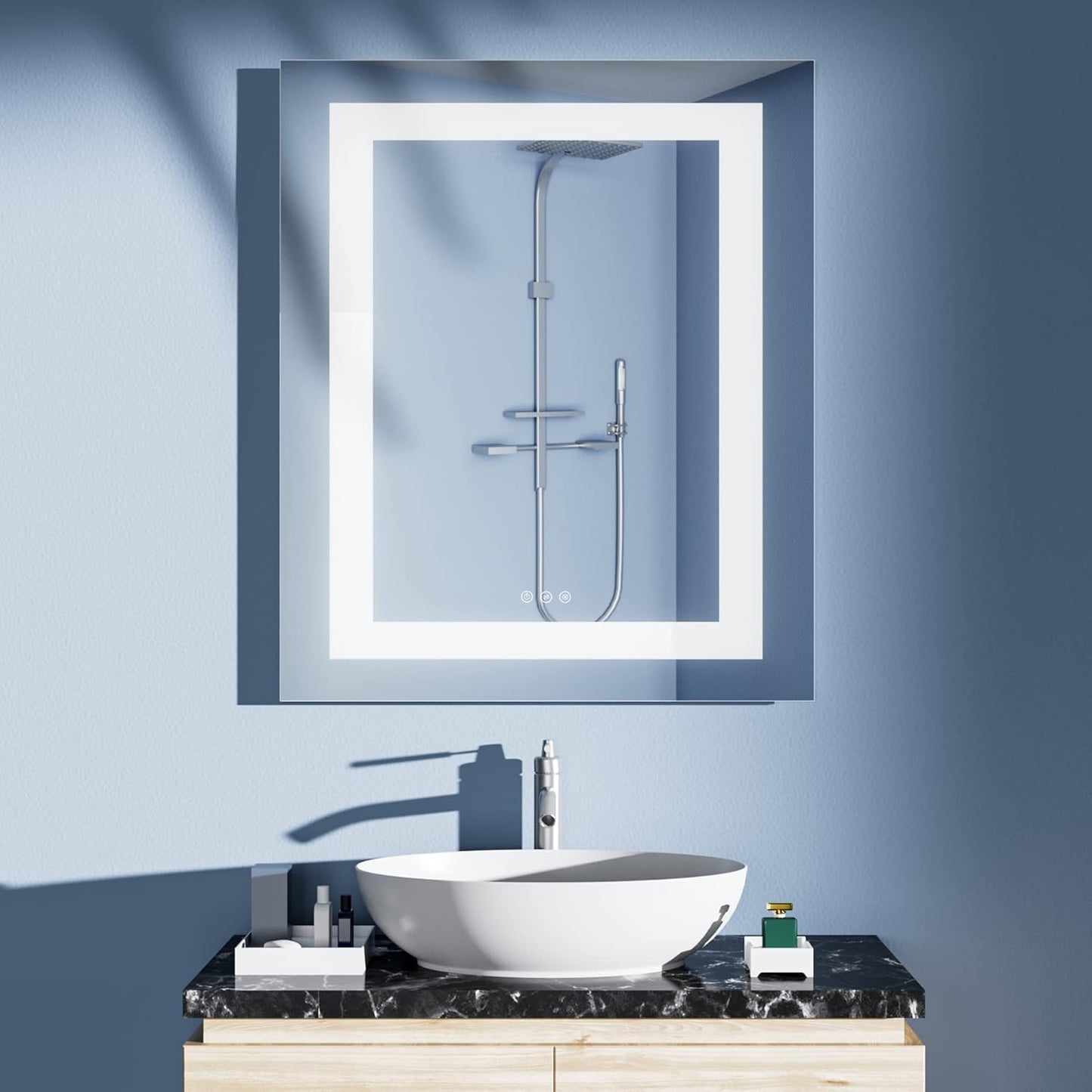 24 X 36 Inch LED Bathroom Mirror, Wall Mounted Vanity Mirror with Lights Anti-Fog, Dimmable Smart Mirror Bathroom Backlit Makeup Mirror with Touch Switch IP44 Waterproof