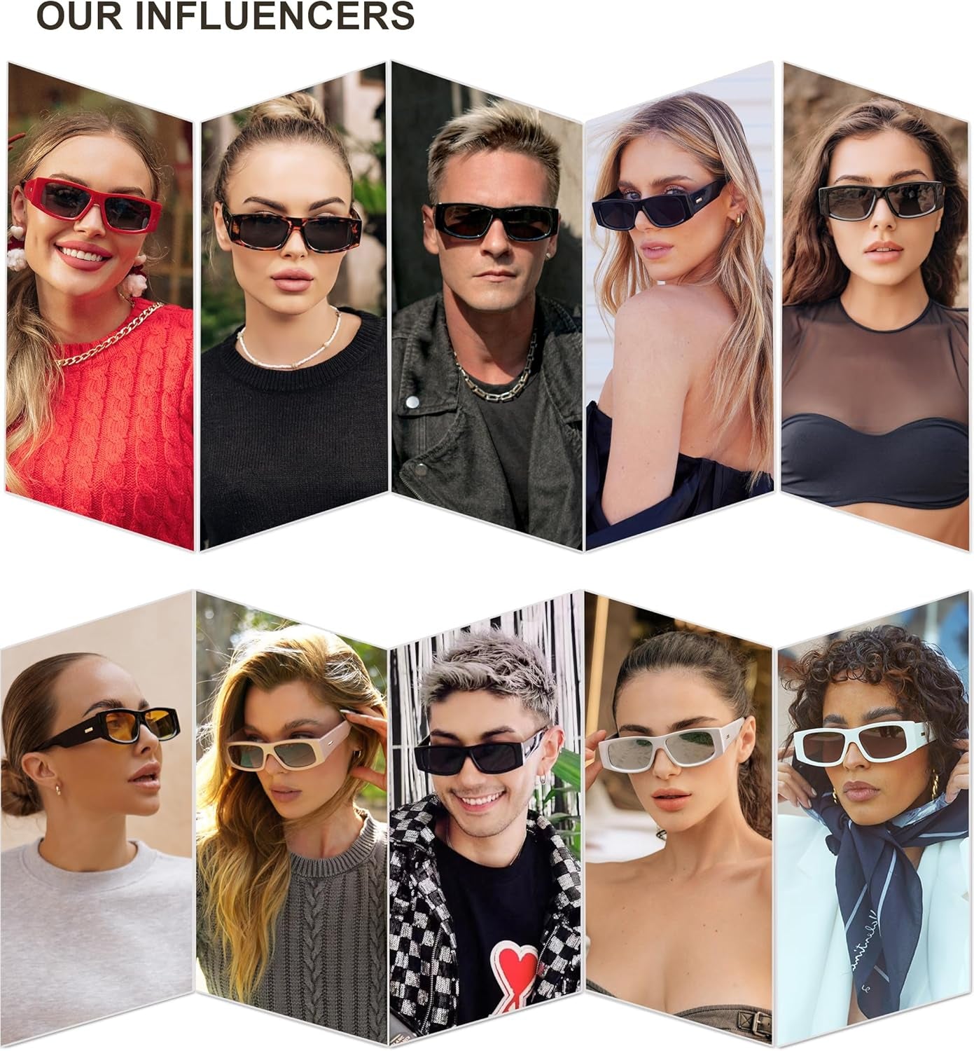 Trendy Y2K Rectangle Polarized Sunglasses for Women Men Fashion Designer Rave Sunglasses SJ2228