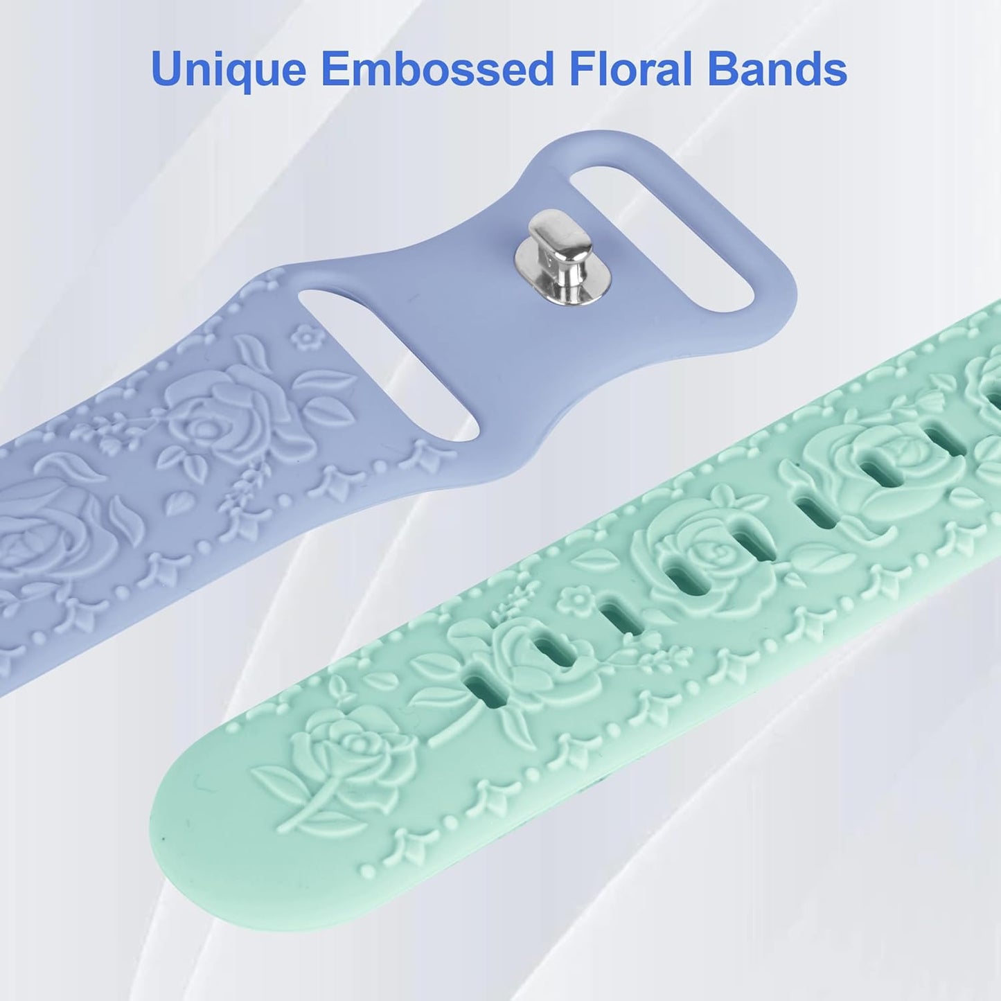 15 Pack Floral Engraved Bands Compatible with Apple Watch Band 49Mm 46Mm 45Mm 44Mm 42Mm 41Mm 40Mm 38Mm for Women Men, Flower Silicone Strap for Iwatch Series Ultra 10 9 8 SE 7 6 5 4 3 2 1