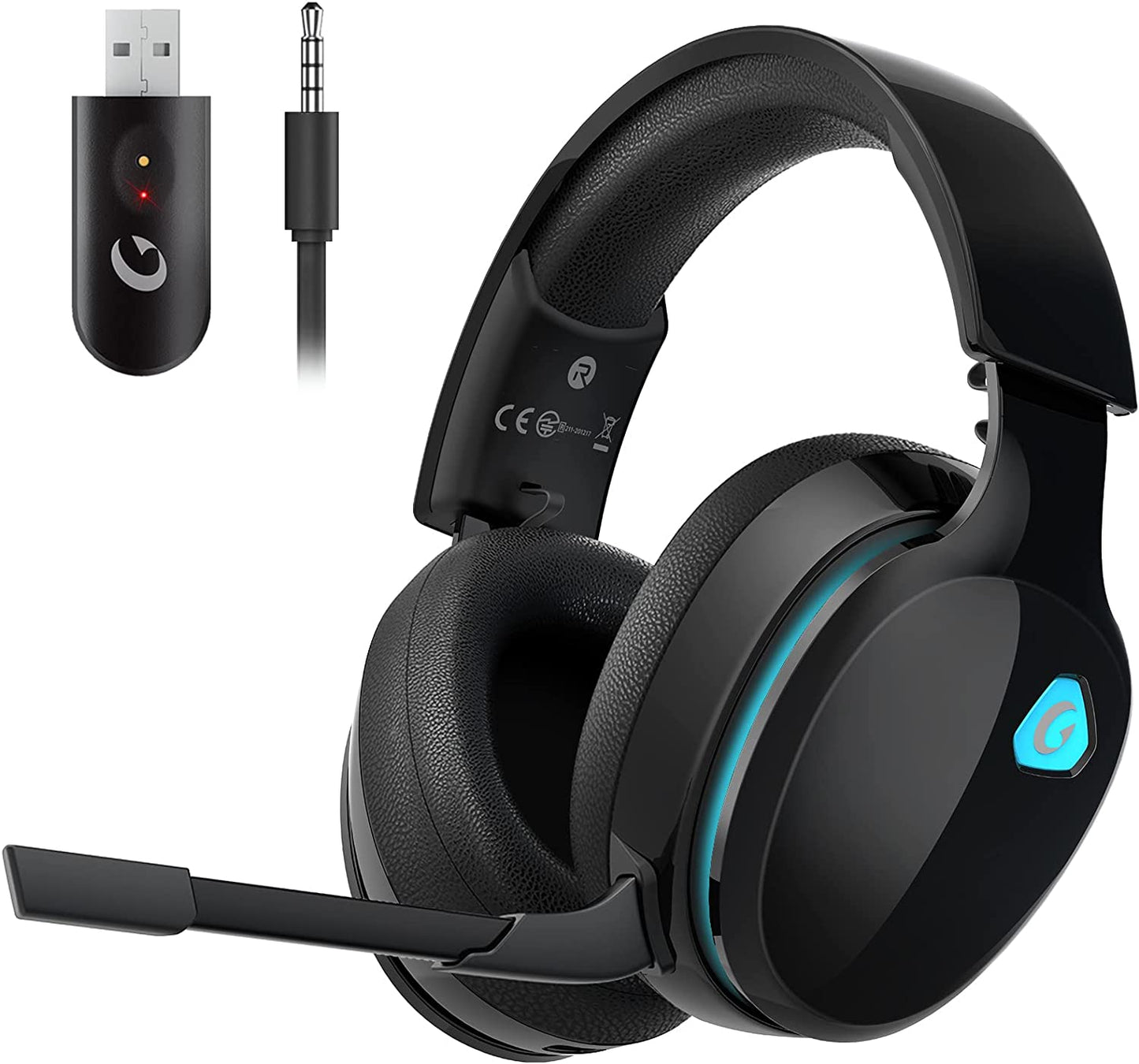2.4Ghz Wireless Gaming Headset for PS5, PS4 Fortnite & Call of Duty/Fps Gamers, PC, Nintendo Switch, Bluetooth 5.3 Gaming Headphones with Noise Canceling Mic, Stereo Sound, 40+Hr Battery -White