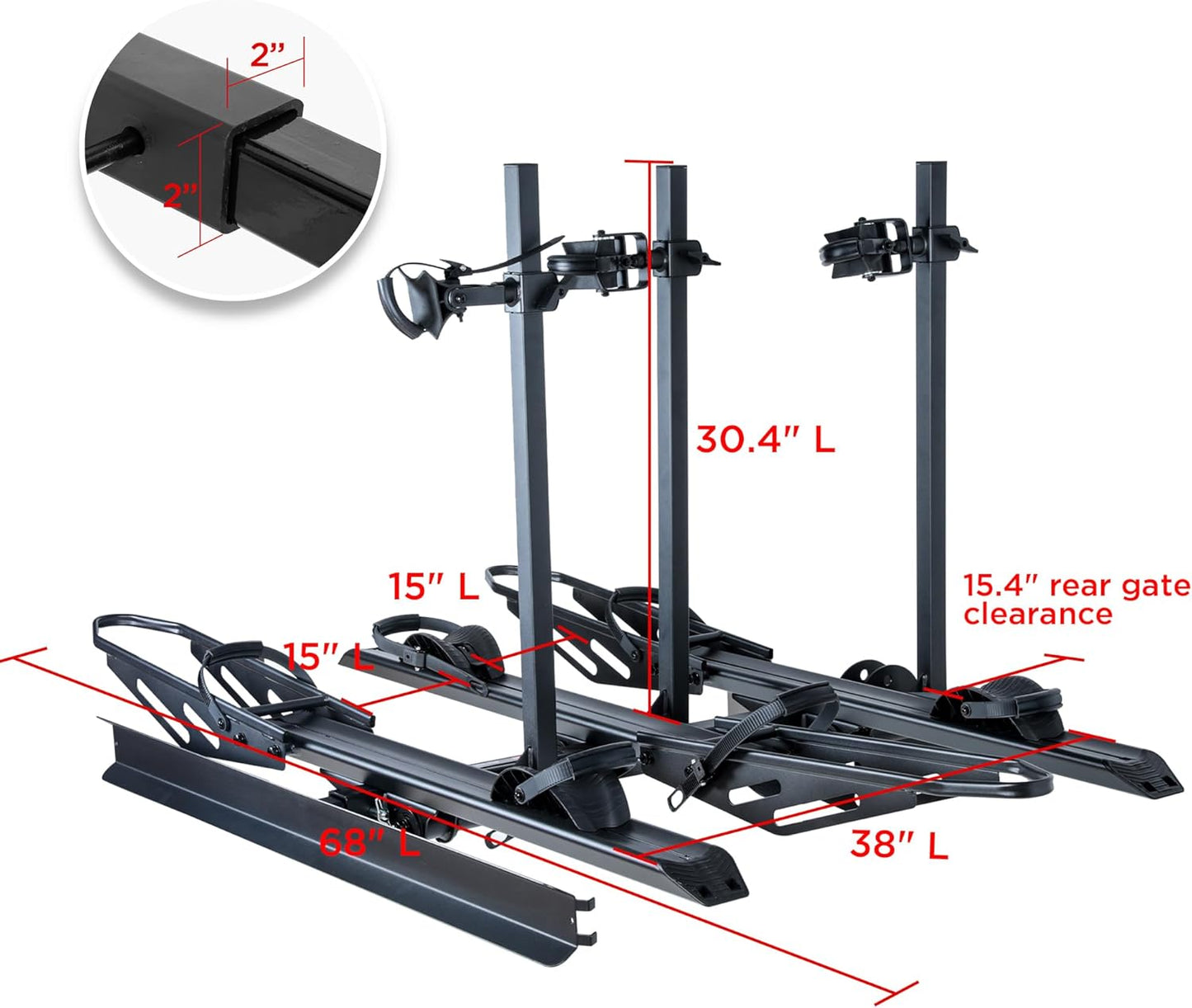 250LBS. Capacity Foldable Aluminum 3-Ebike Rack with Ramp for Car SUV RV Truck Trailer and Van, 2 Inch Receiver
