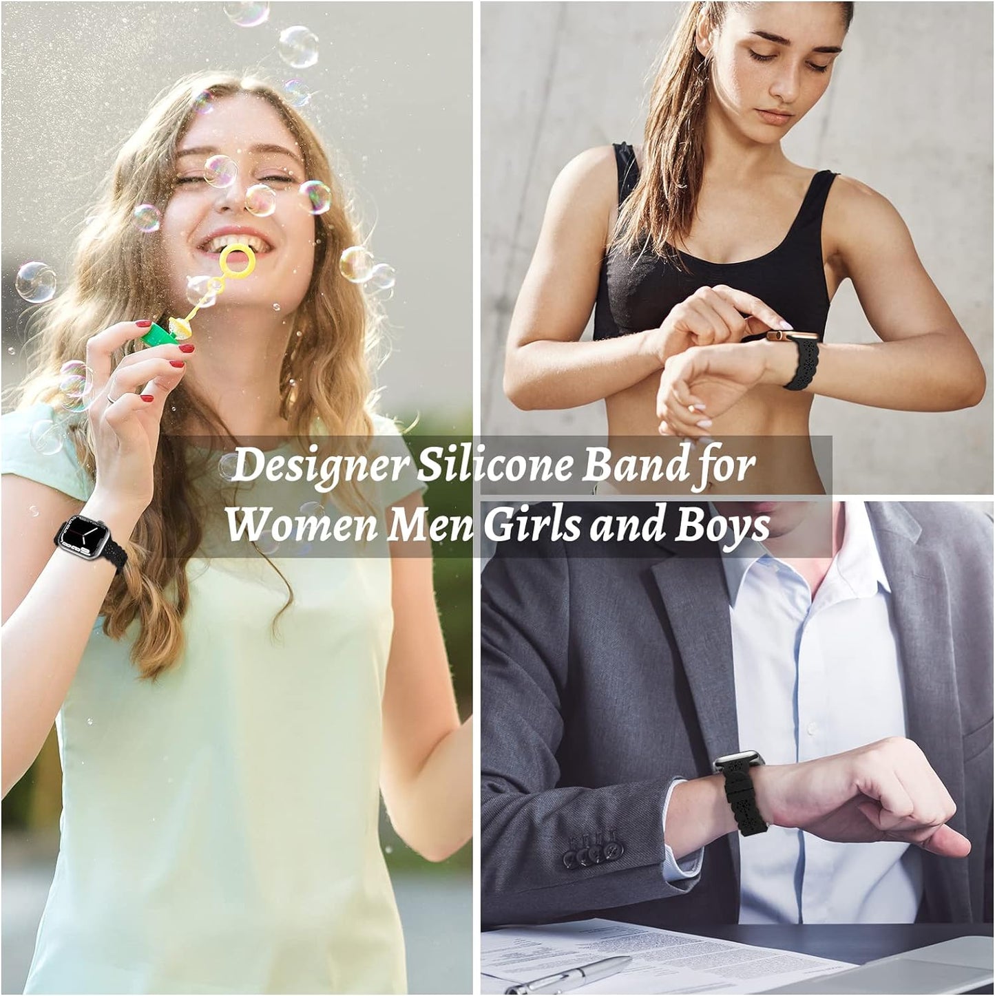 Floral Silicone Band Compatible with Apple Watch Bands 38Mm 40Mm 42Mm 44Mm 41Mm 45Mm 49Mm Women Men, Slim Hollow-Out Design Wristbands Soft Sport Breathable Watch Bands for Iwatch Ultra SE Series 9/8/7/6/5/4/3/2/1