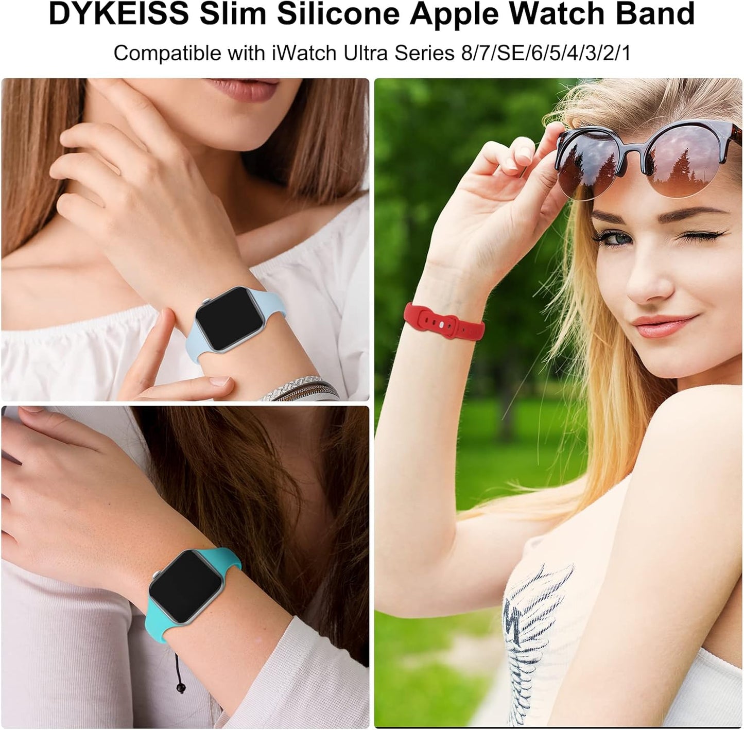 Sport Slim Silicone Bands Compatible for Apple Watch Band 38Mm 42Mm 40Mm 44Mm 41Mm 45Mm 49Mm, Thin Soft Narrow Replacement Strap Wristband for Iwatch Series 9/8/7/Se/6/5/4/3/2/1/Ultra Women Men