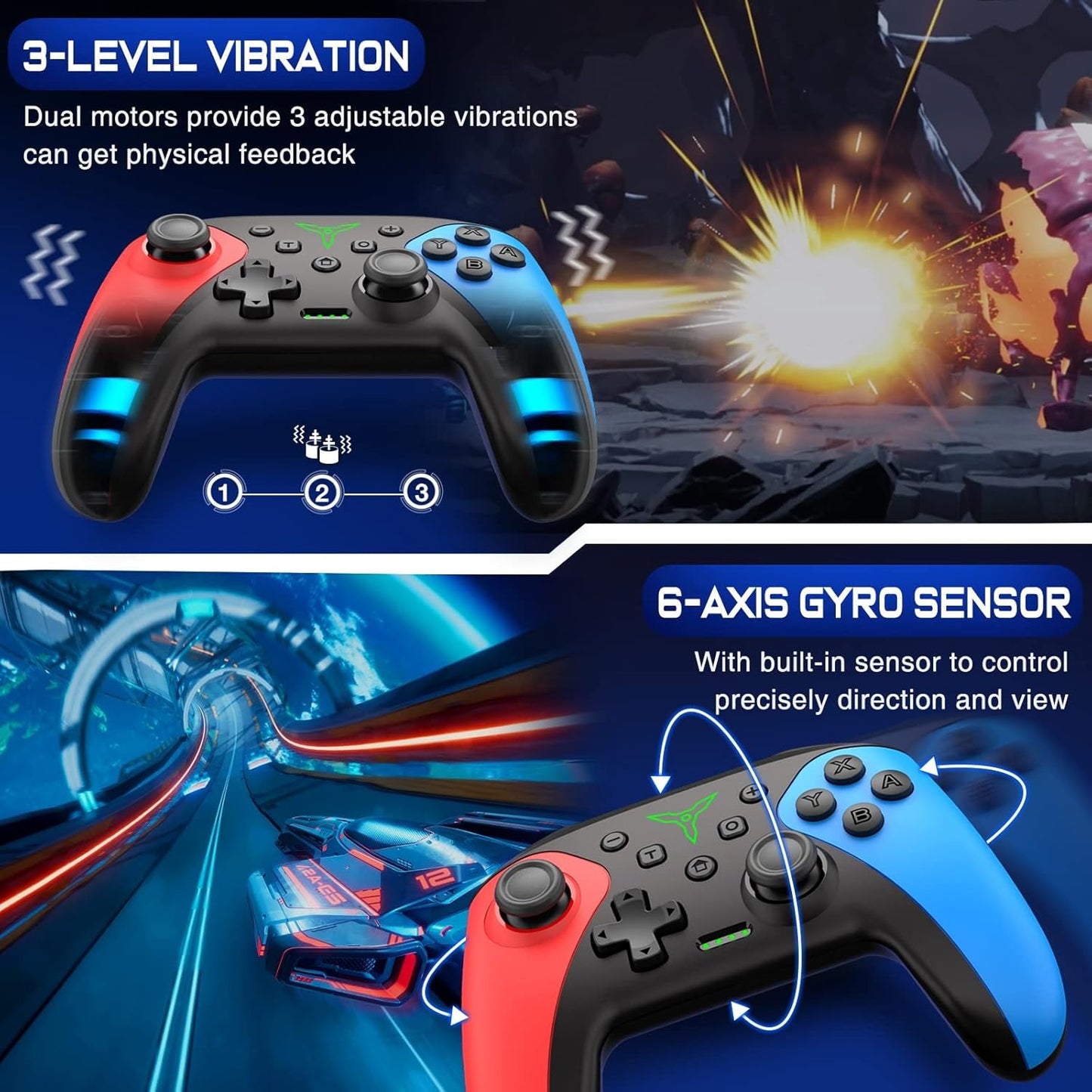 Wireless Switch Controller for Nintendo Switch/Lite/Oled Controller, Switch Controller with a Mouse Touch Feeling on Back Buttons, Extra Switch Pro Controller with Wake-Up,Programmable, Turbo Function
