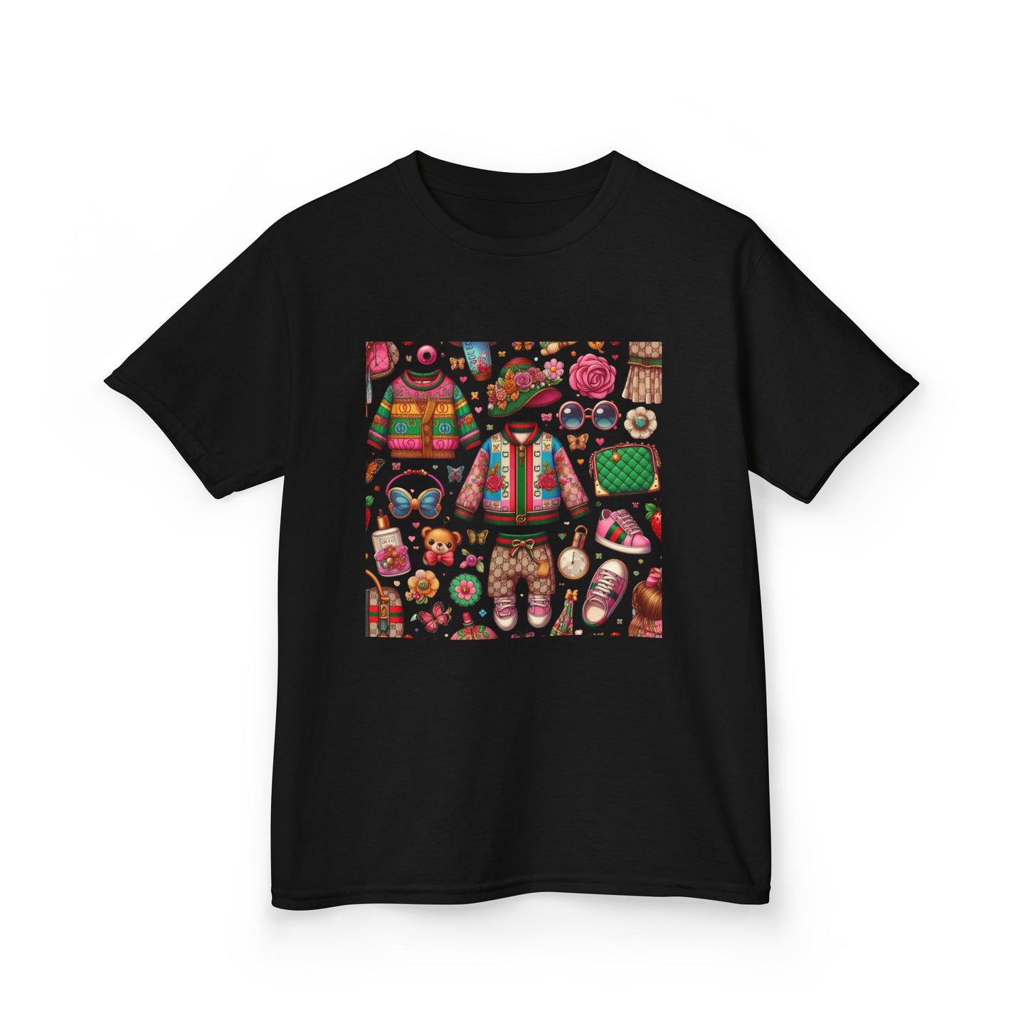 Whimsical Gucci-Inspired Kids' Tee with Fun Patterns for Playful Days