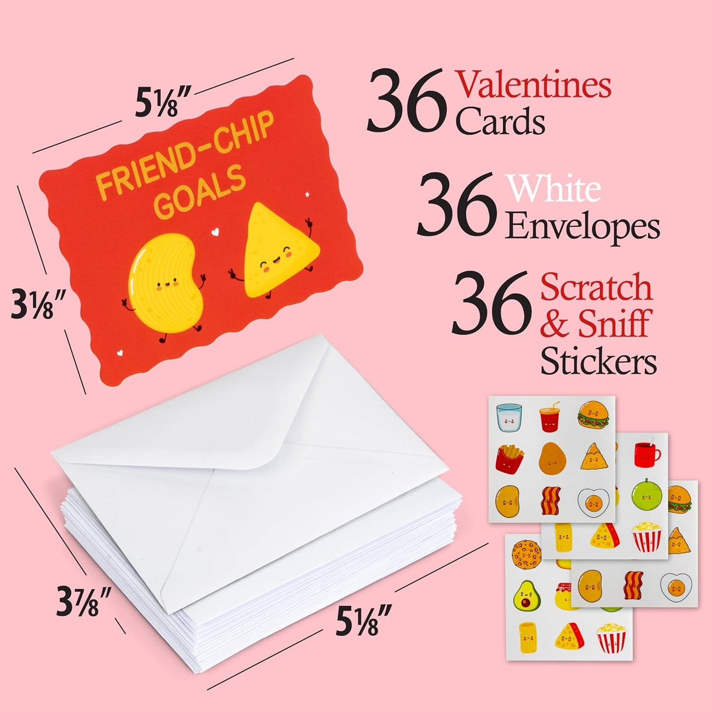 36 Pack Gold Foil Valentines Day Cards for Kids School, 9 Assorted Designs with Envelopes & Cartoon Scented Strawberry Stickers, Great for Boys & Girls Classroom Activities