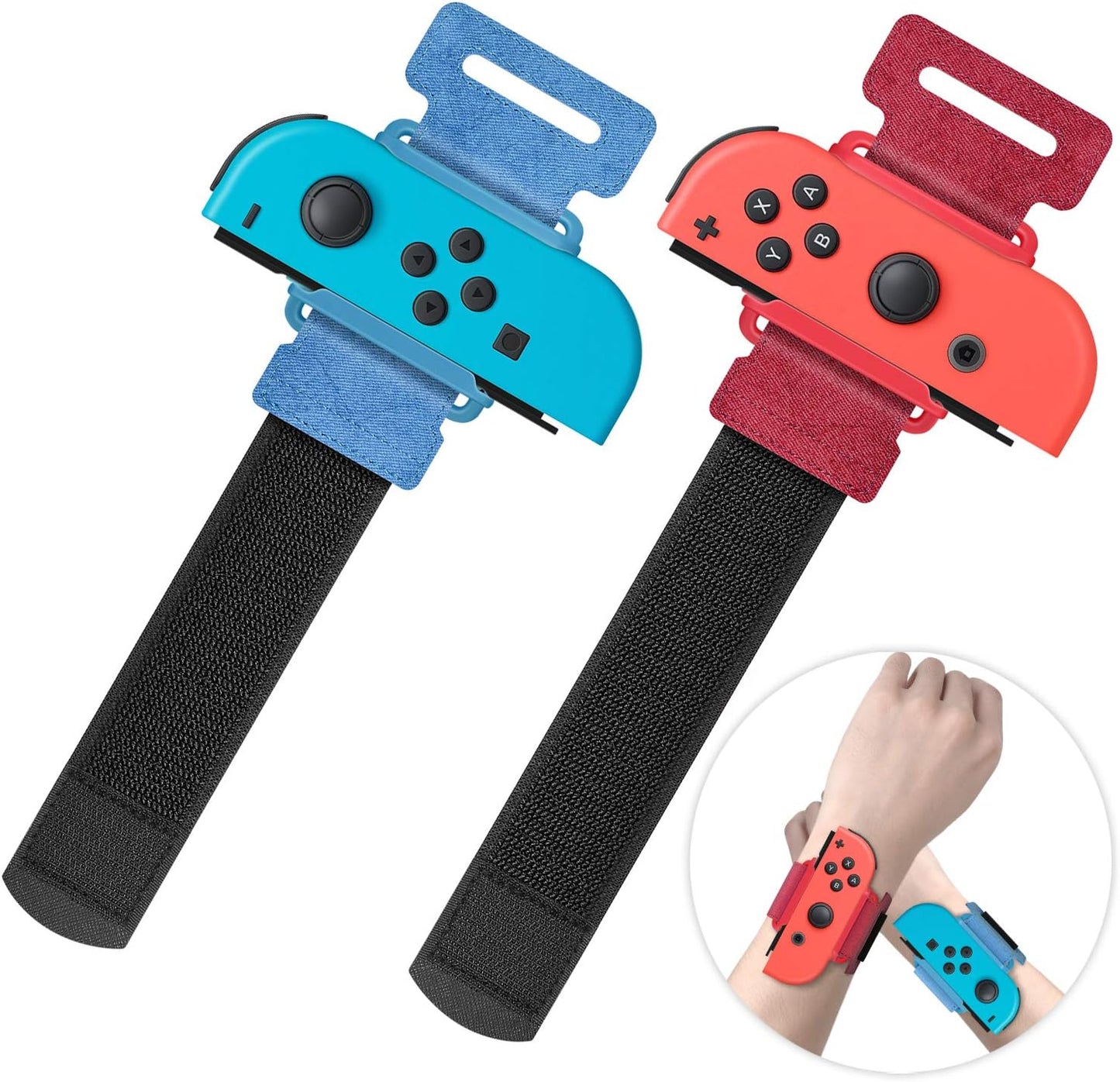 Wrist Bands for Nintendo Switch Just Dance 2025 2024 2023 & Zumba Burn It Up, Adjustable Elastic Straps for Switch & Switch OLED Joy Con Controller, 2 Pack Wristbands for Kid and Adult - Black